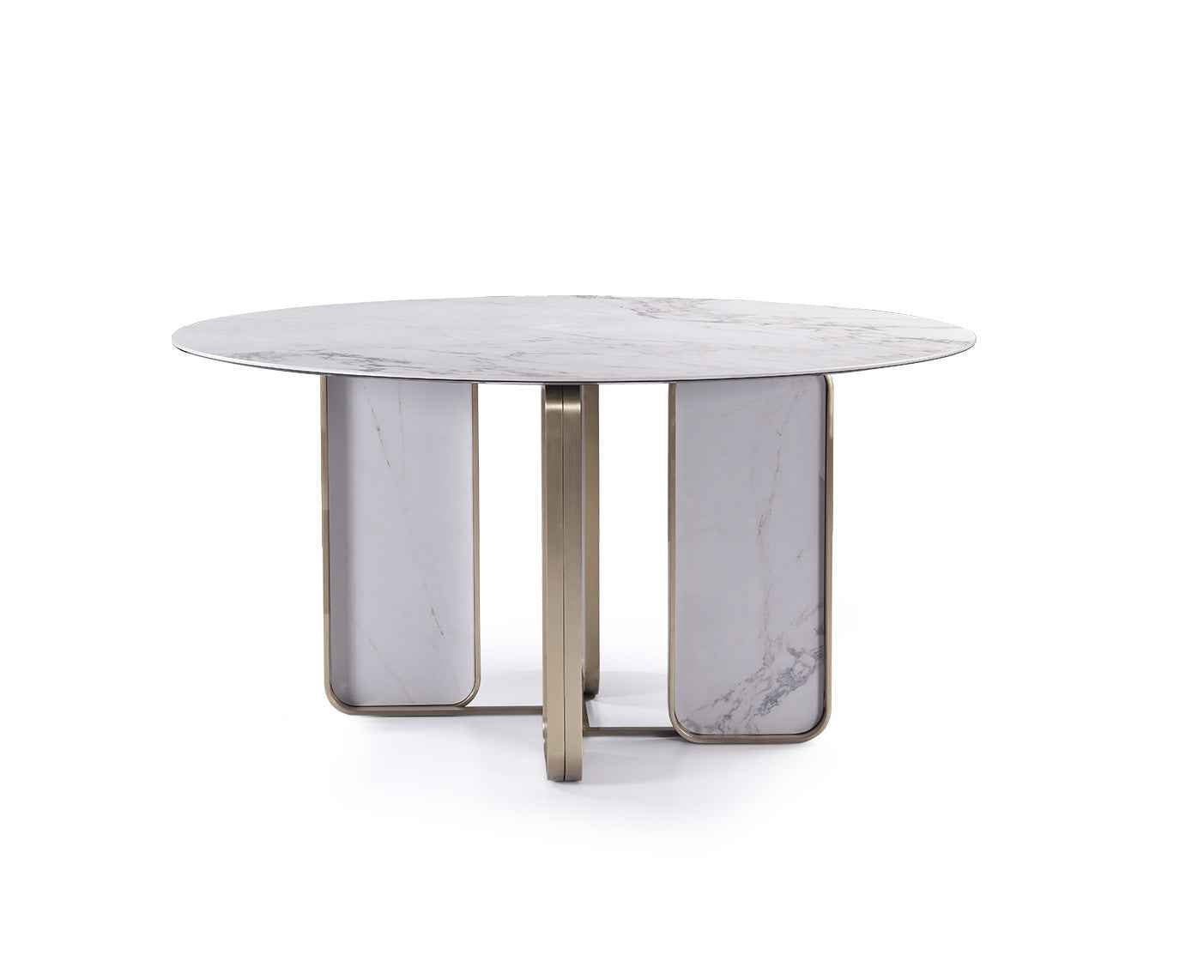 Italian minimalist style fish maw gold rock plate stainless steel brushed champagne gold dining table HA-1908 Dining Table