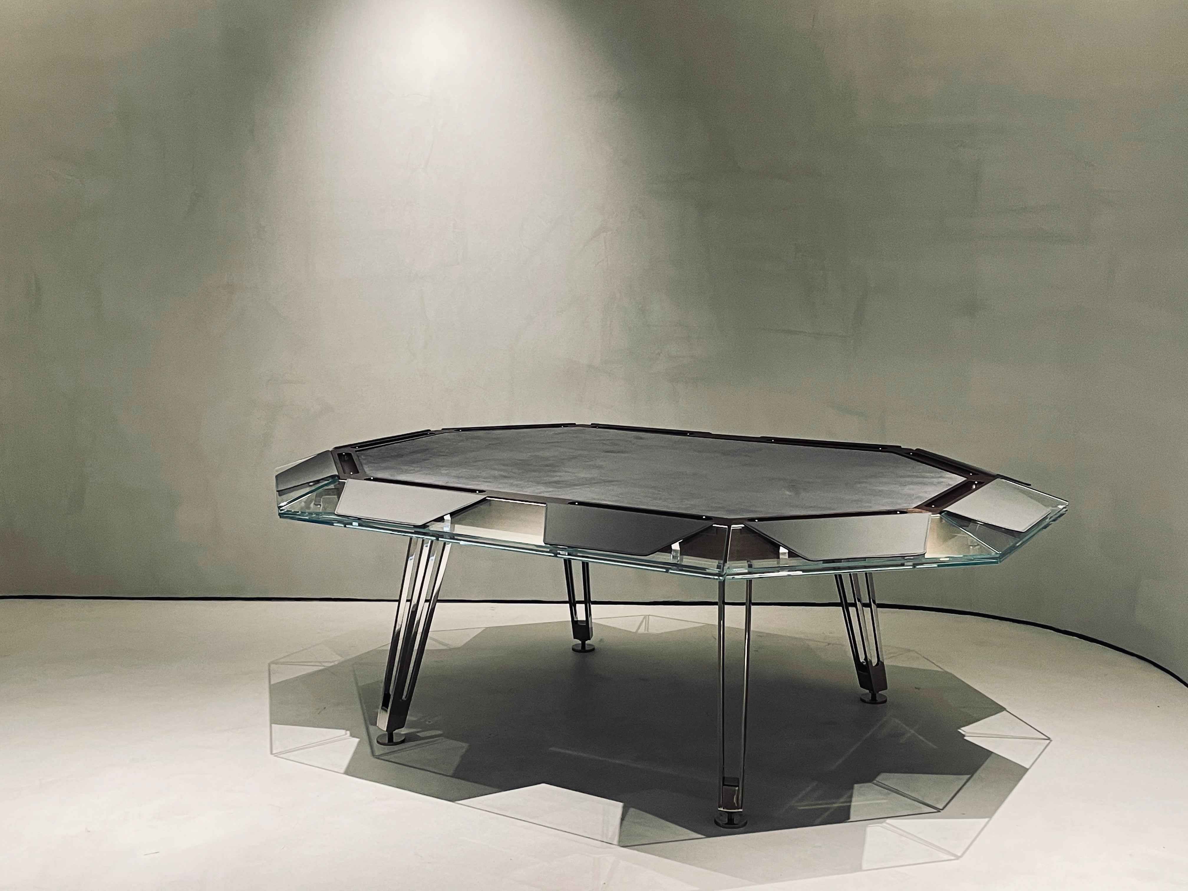 Black Walnut CRYSTAL GLASS TEN SEAT CHESS AND CARD TABLE Poker TABLE