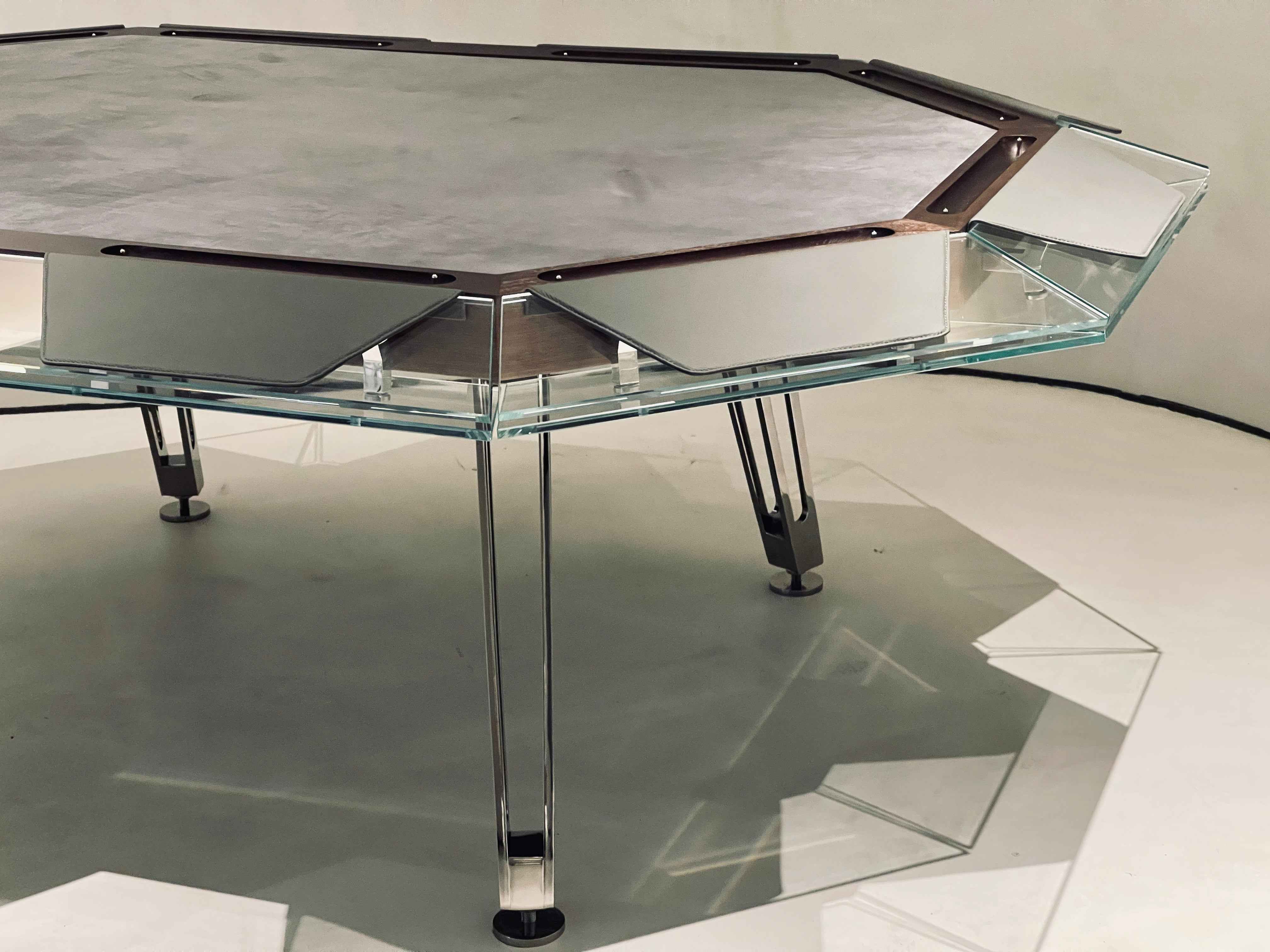 Black Walnut CRYSTAL GLASS TEN SEAT CHESS AND CARD TABLE Poker TABLE