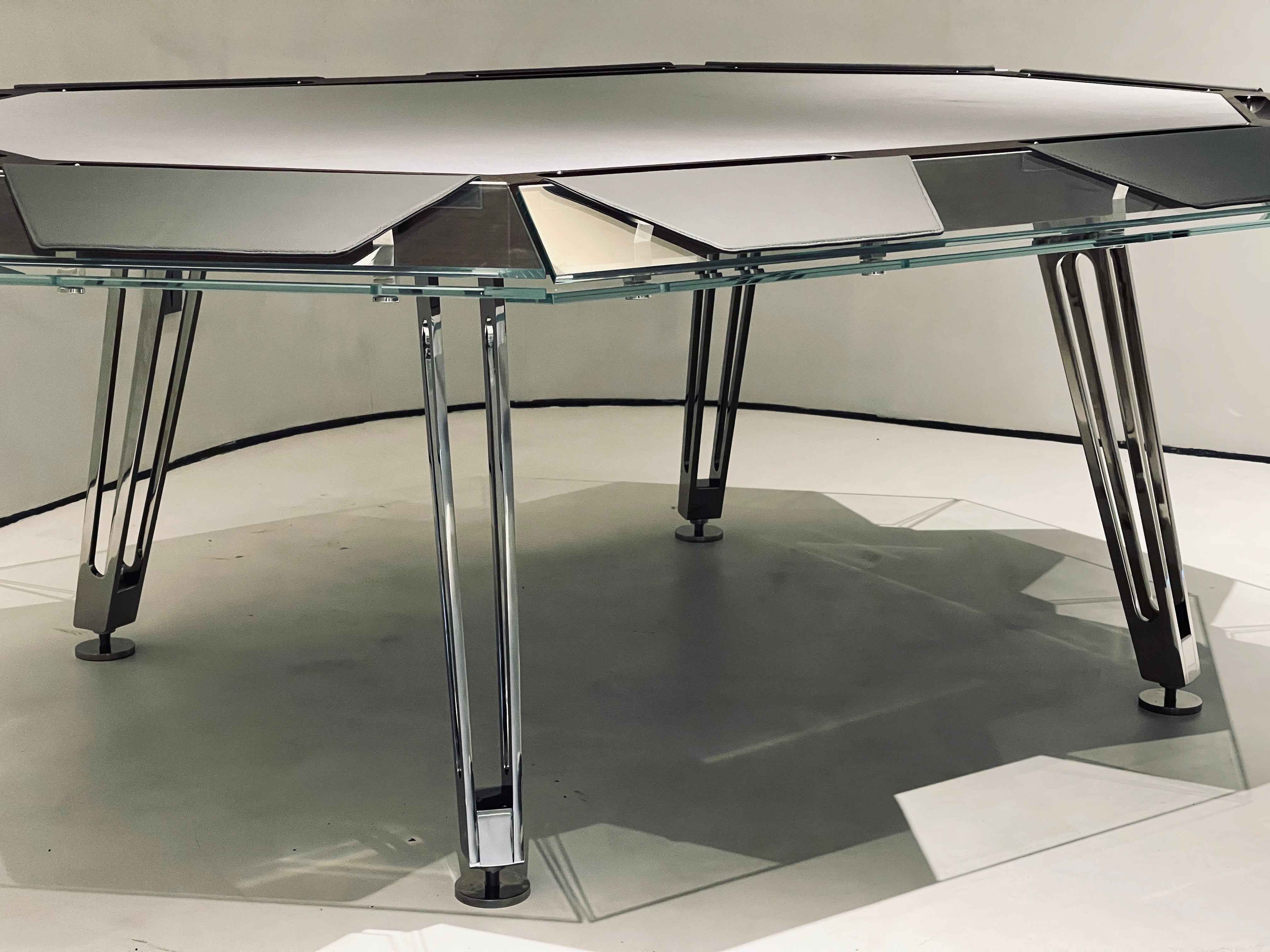 Black Walnut CRYSTAL GLASS TEN SEAT CHESS AND CARD TABLE Poker TABLE