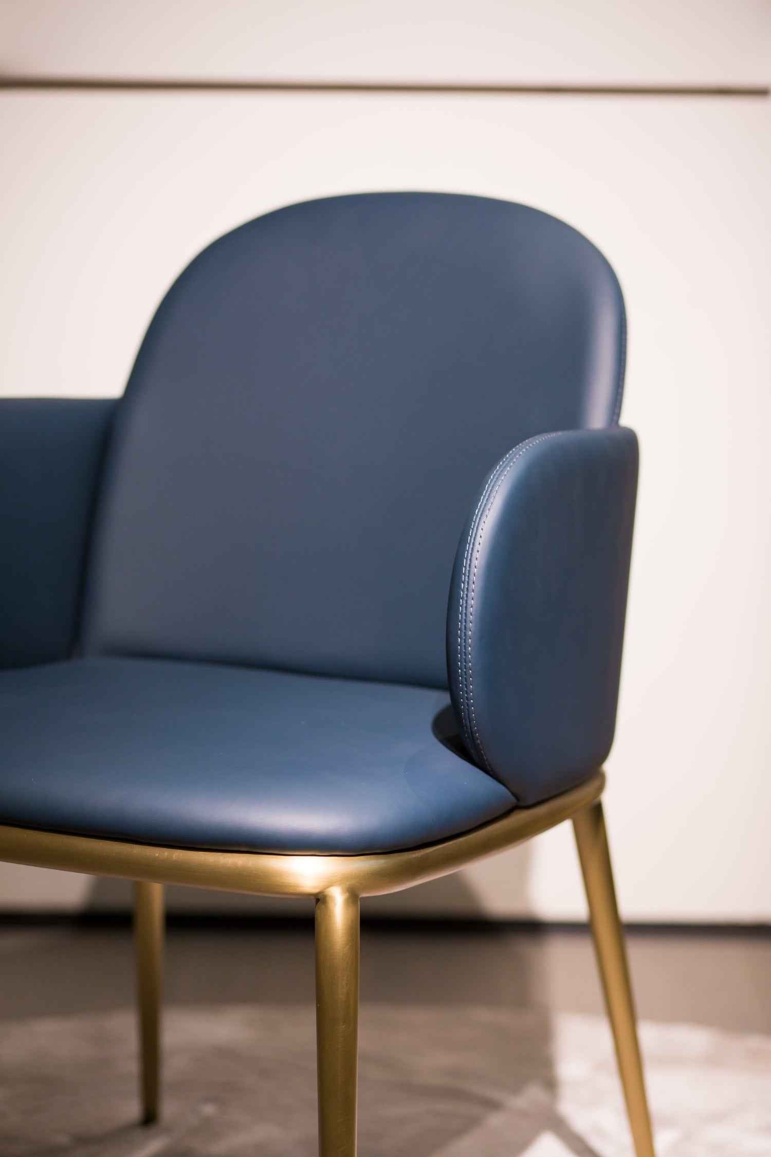 Italian minimalist style all-leather blue dining chair HB5-2017-1 dining chair