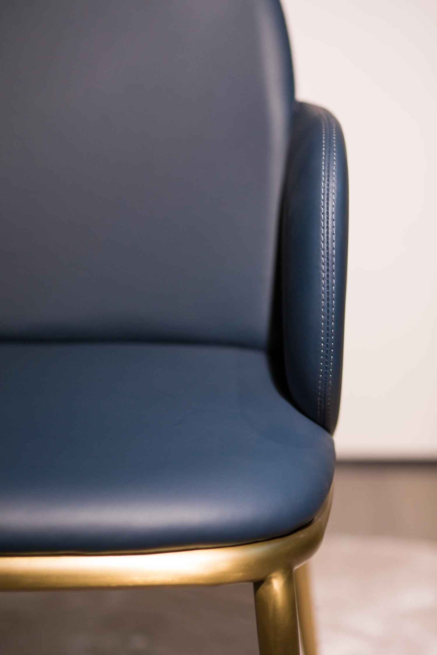 Italian minimalist style all-leather blue dining chair HB5-2017-1 dining chair