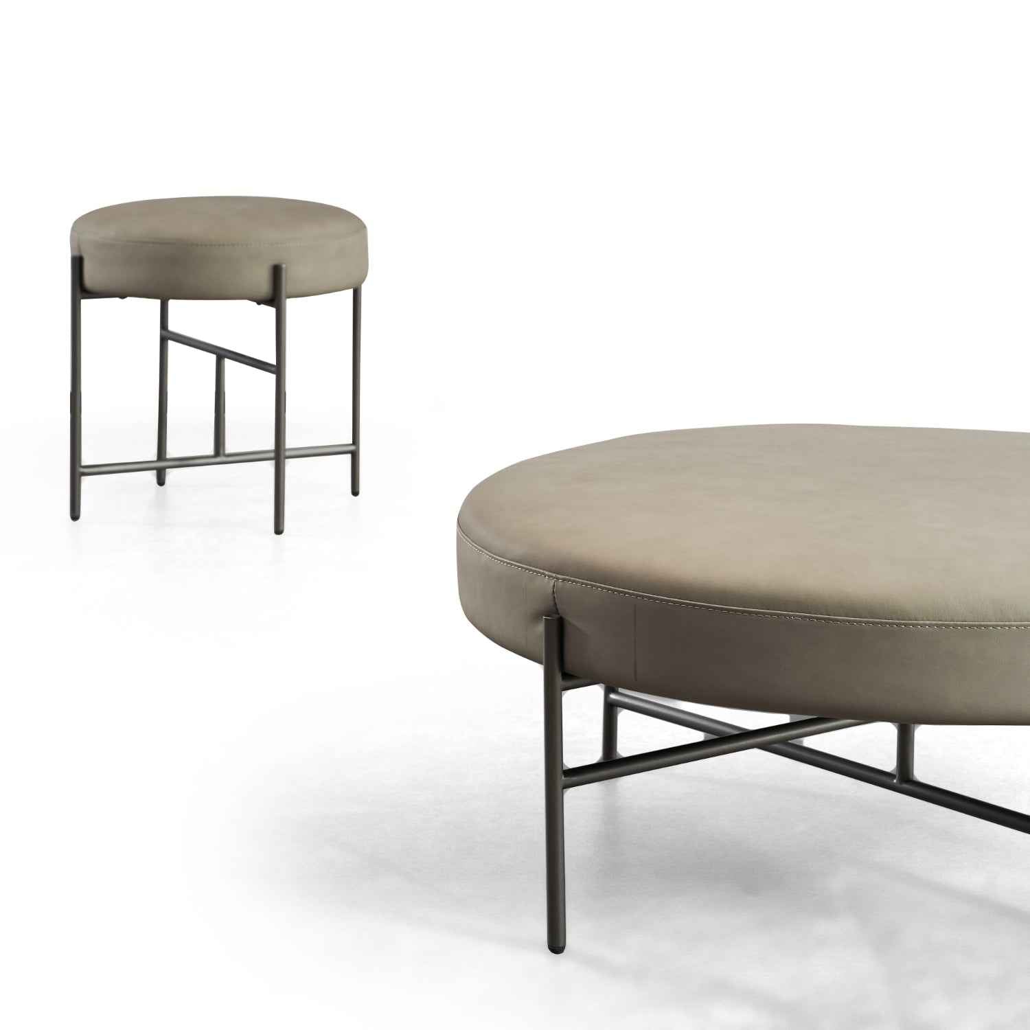 Luxury Leather Round Metal VD3-2071-1 Round Stool