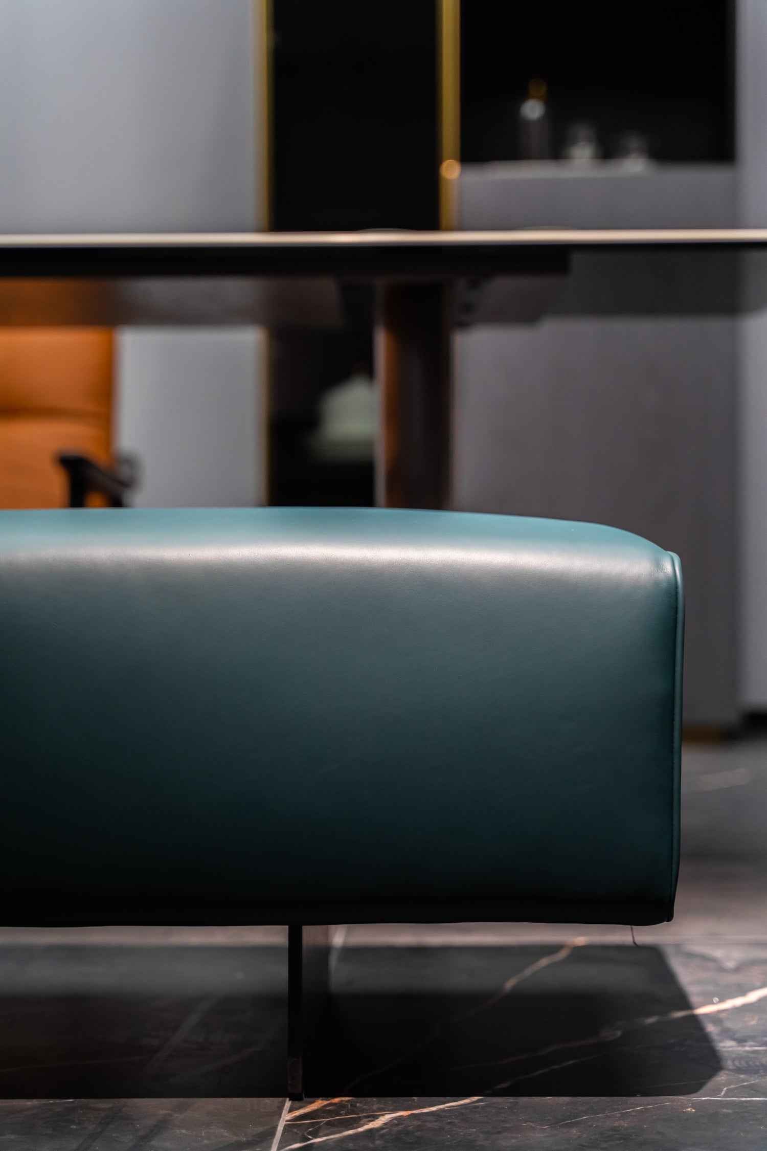 Luxurious Green Leather VD3-2073-1 Footstool