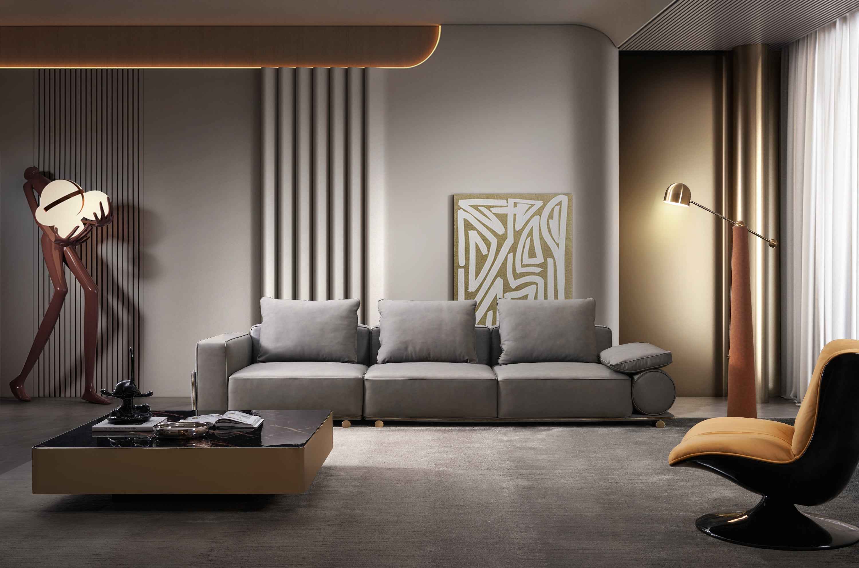 Italian Light Luxury Stainless Steel Brushed DC-035-1 Square Coffee table