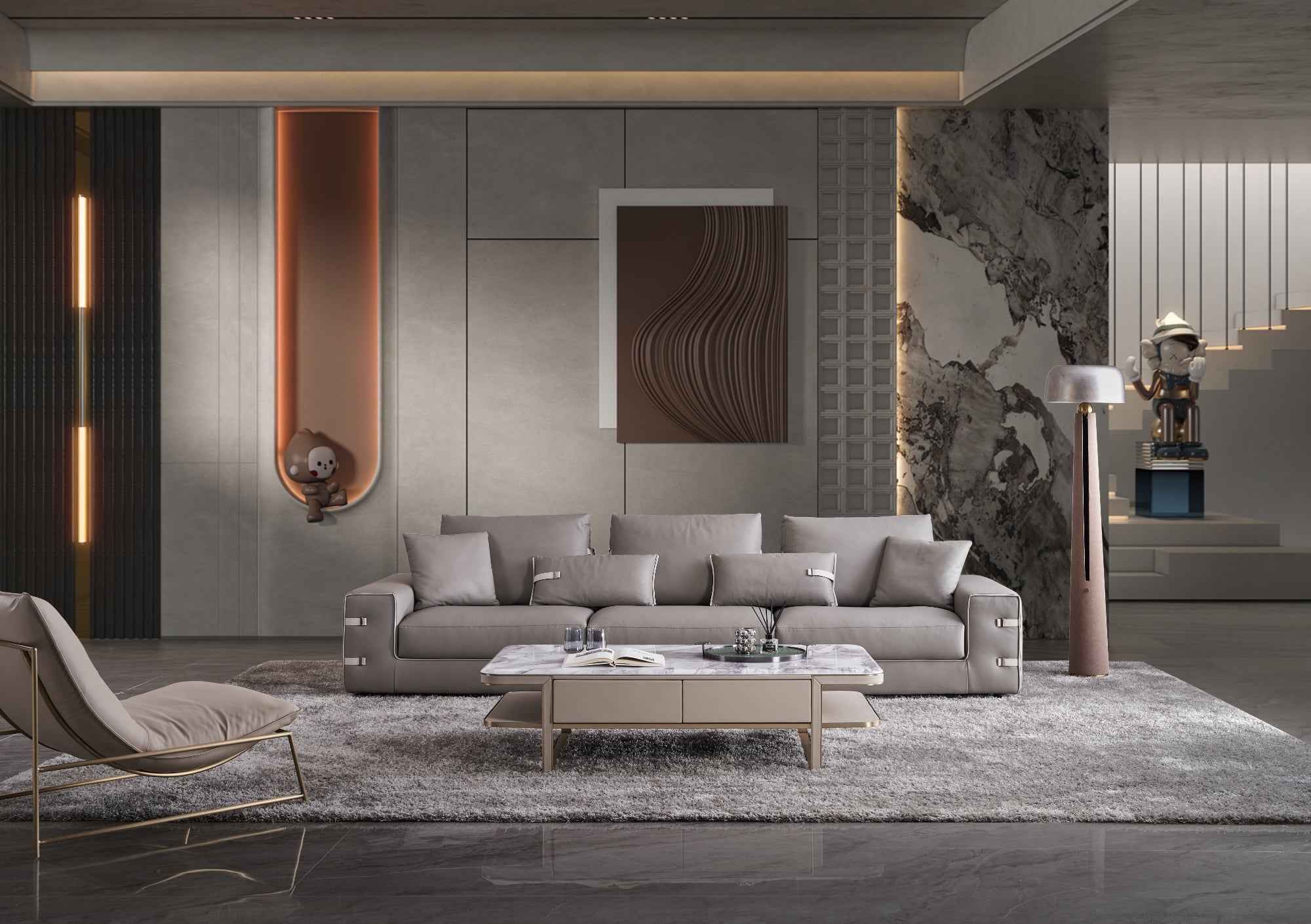 Italian minimalist sofa and multi-functional throw pillow combination VJ5-2101 sofa