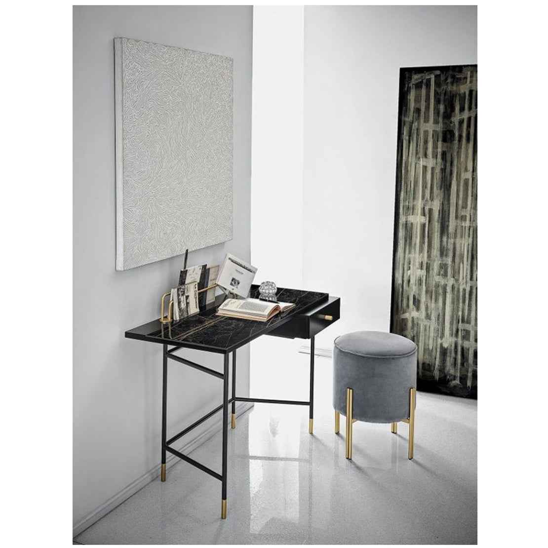 Italian minimalist FA96 full leather long tea stool VD5-1907-1 Tea stool