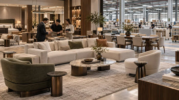 Furniture dealer sourcing wholesale furniture from a Foshan showroom and manufacturer