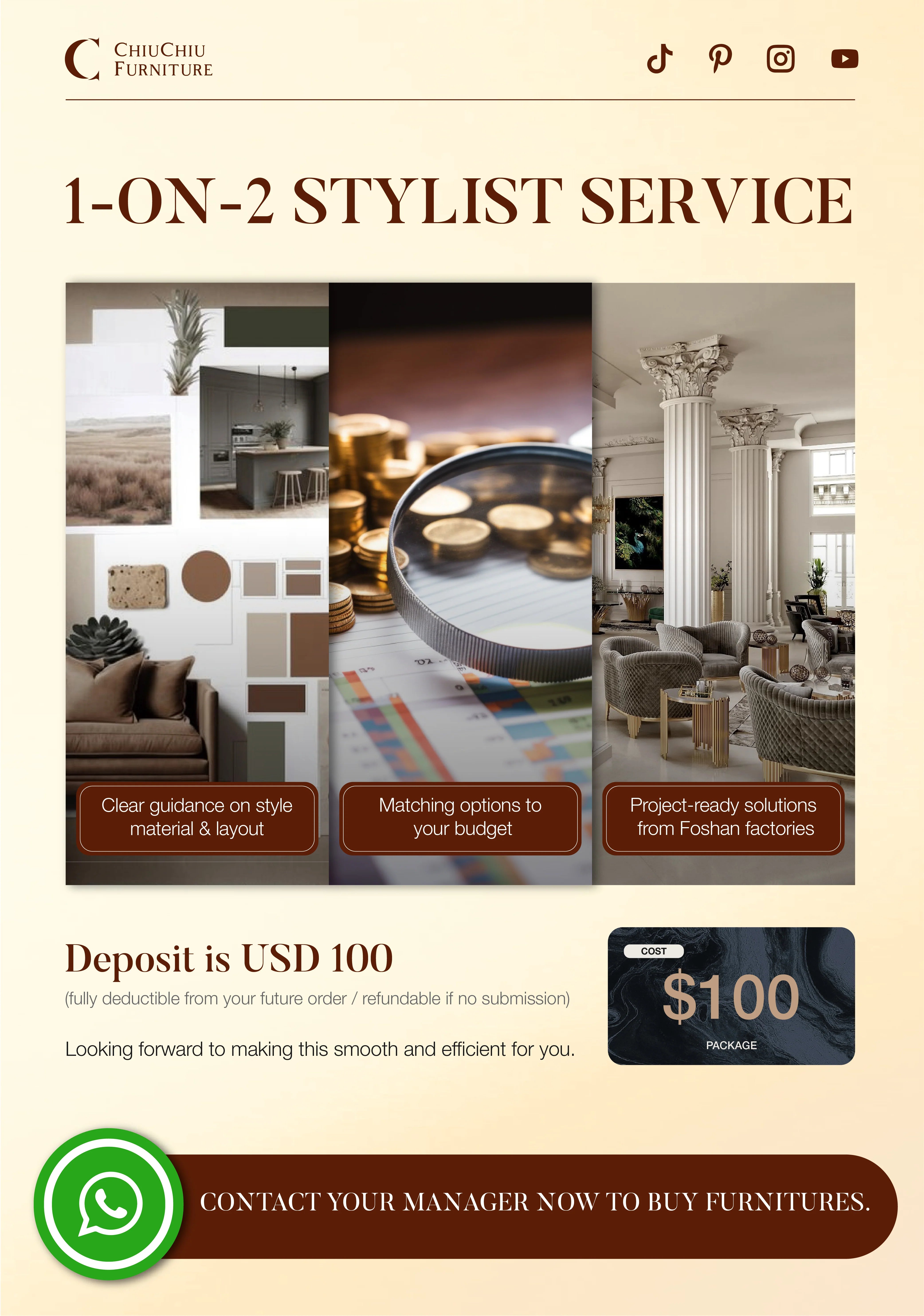 [Your Personal Furniture Stylist] 1-on-2 Support | Foshan Family Factories chiuchiufurniture_service