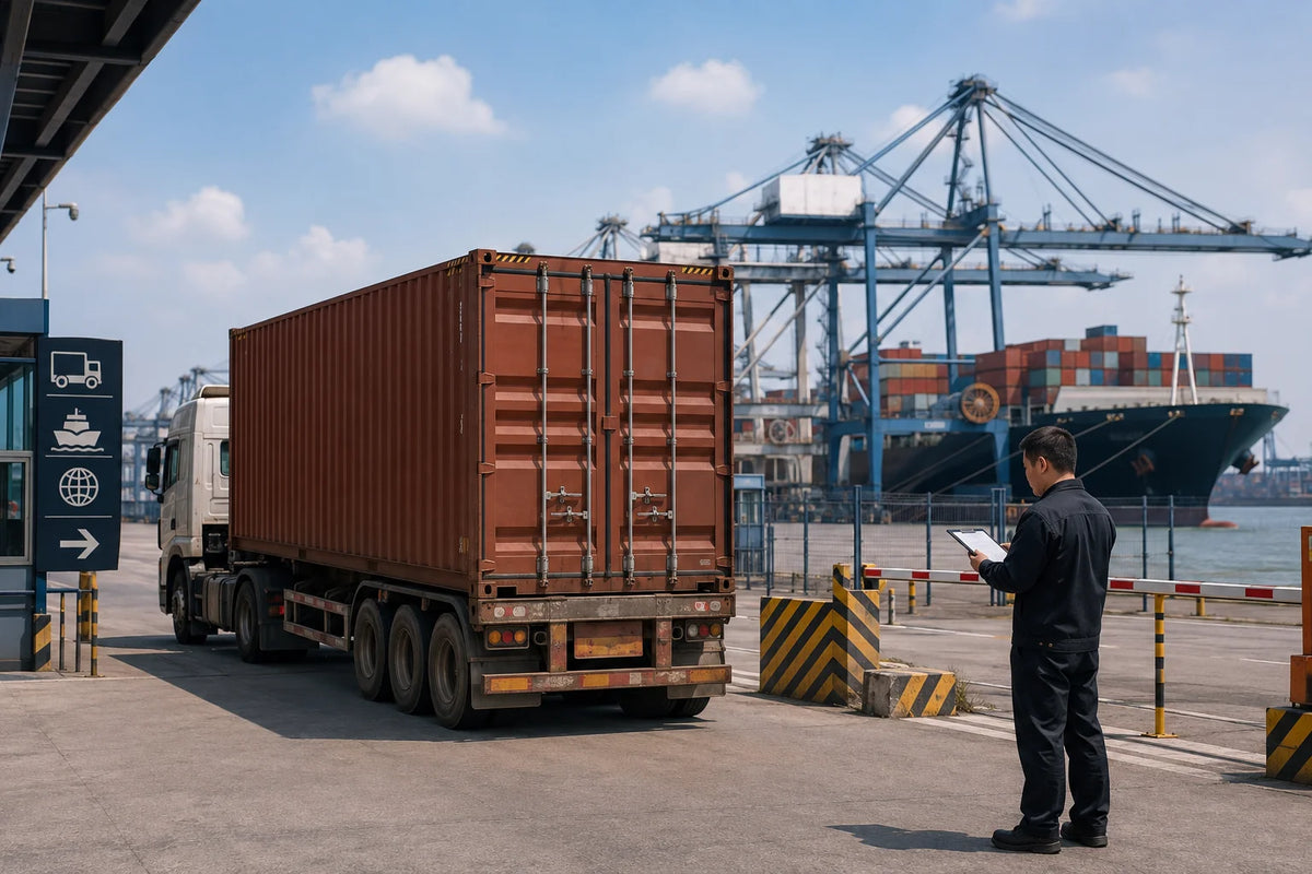 International furniture shipping handover with container, packing list and transport documents