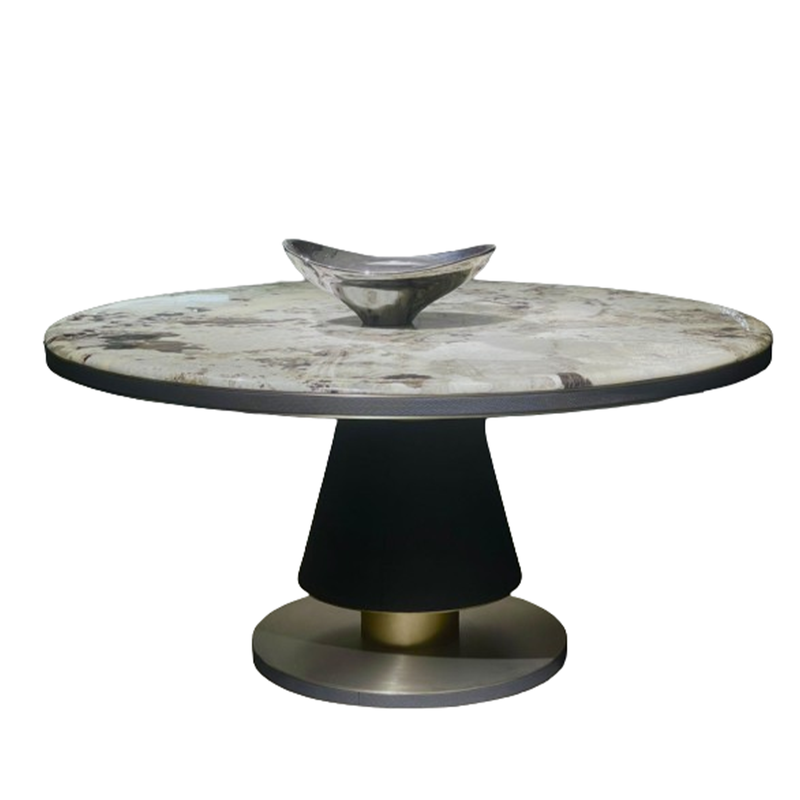 Luxury Marble dining table: Four-color marble and champagne gold hardware interwoven modern minimalist design DA3-069-5 Dining Table