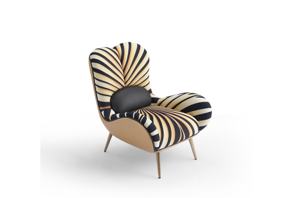 High-end Italian design wooden armchair sofa set luxury tiger velvet embroidery combination sofa bedroom living room DE5-057 Lounge chair