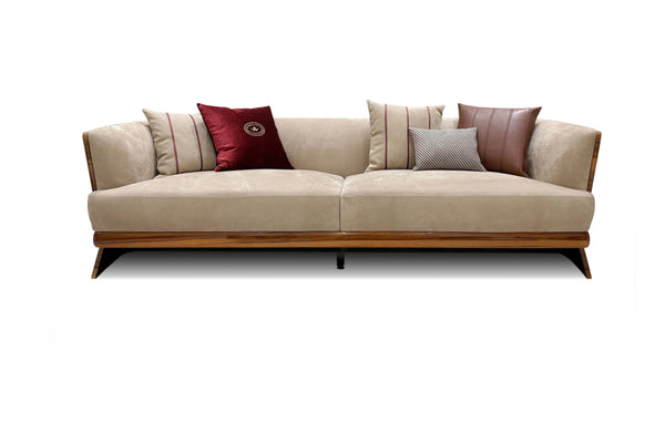 Light Luxury style Smoked maple and Burr Walnut upholstered sofa Living Room Hotel set sofa W016SF1B Bentley Sofa