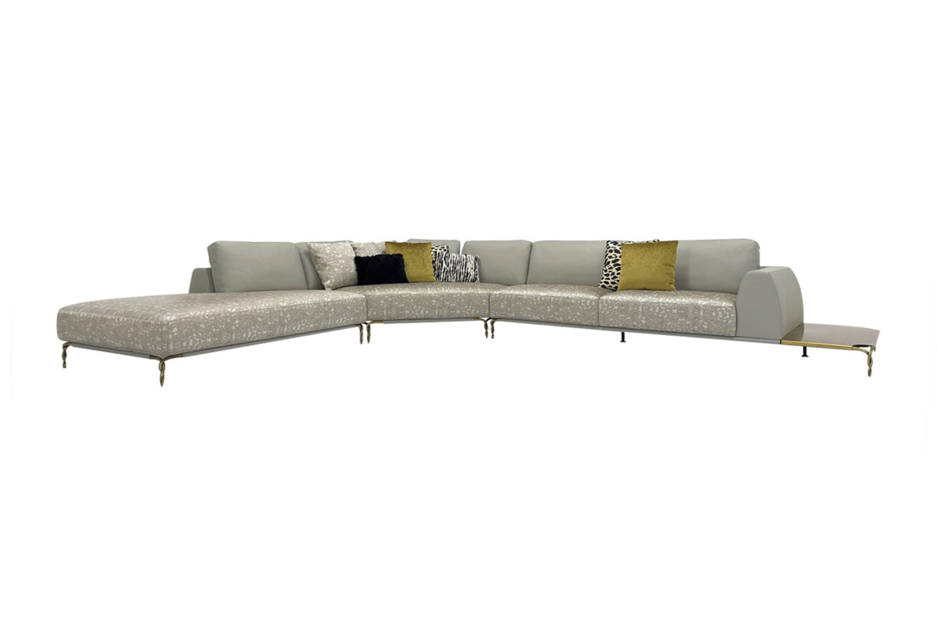 Serpentine Corner Sofa with Cast Copper Legs: Artistry in Seating WH303SF3L Sofa - Chiuchiufurniture