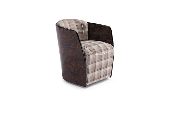 Classic modern design luxurious wooden veneer leather lounge chair W001SF11A LOUNGE CHAIR