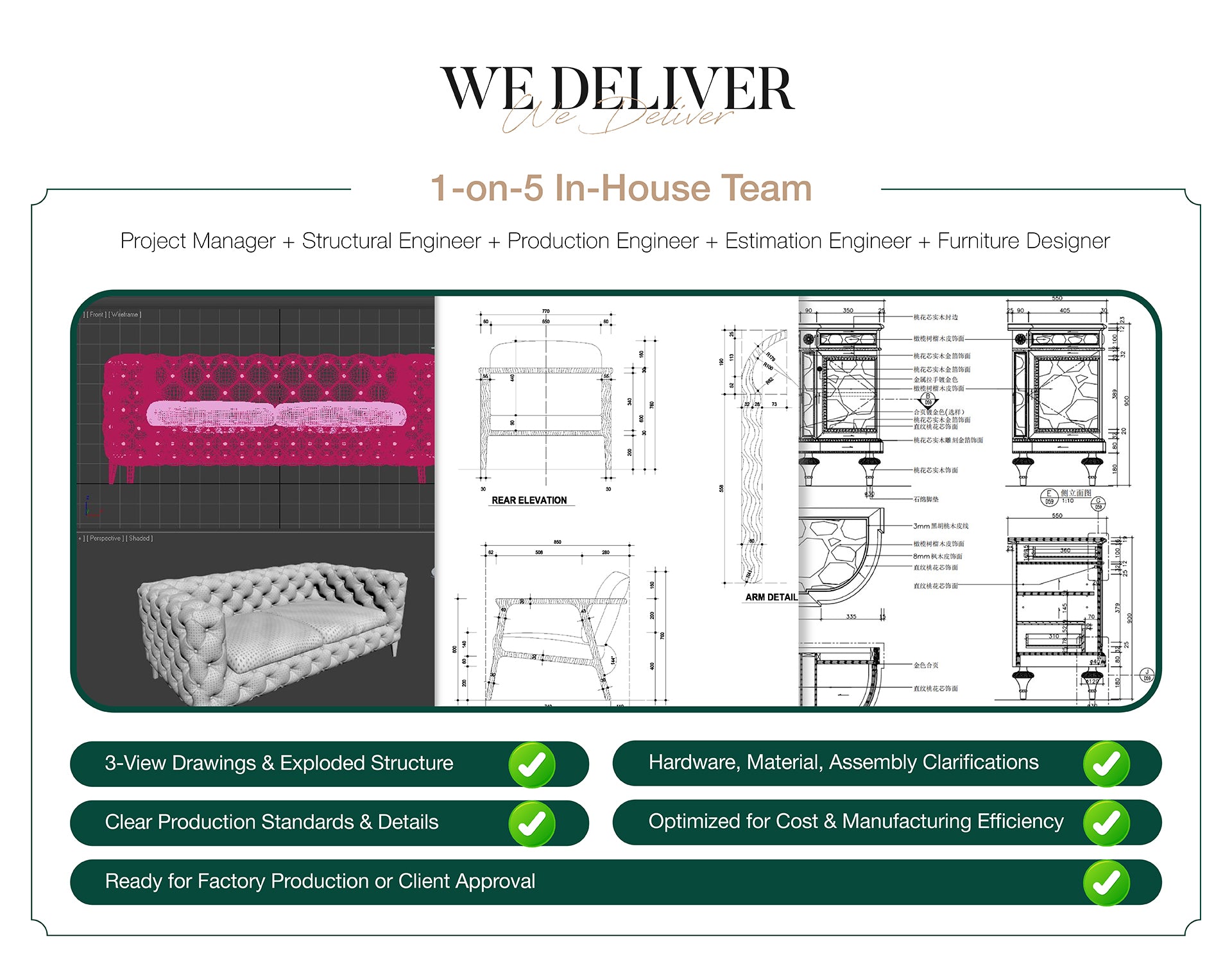 [Custom Furniture Drawing Service] 1-on-5 In-House Engineering Team (Foshan Furniture Family Factories) - Chiuchiufurniture