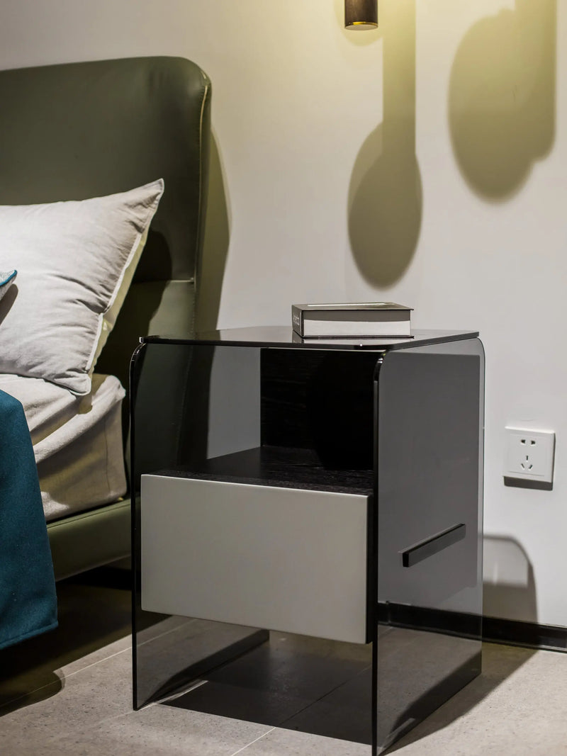 Minimalist Black Glass HX-2066-2/3 Bedside Table VV