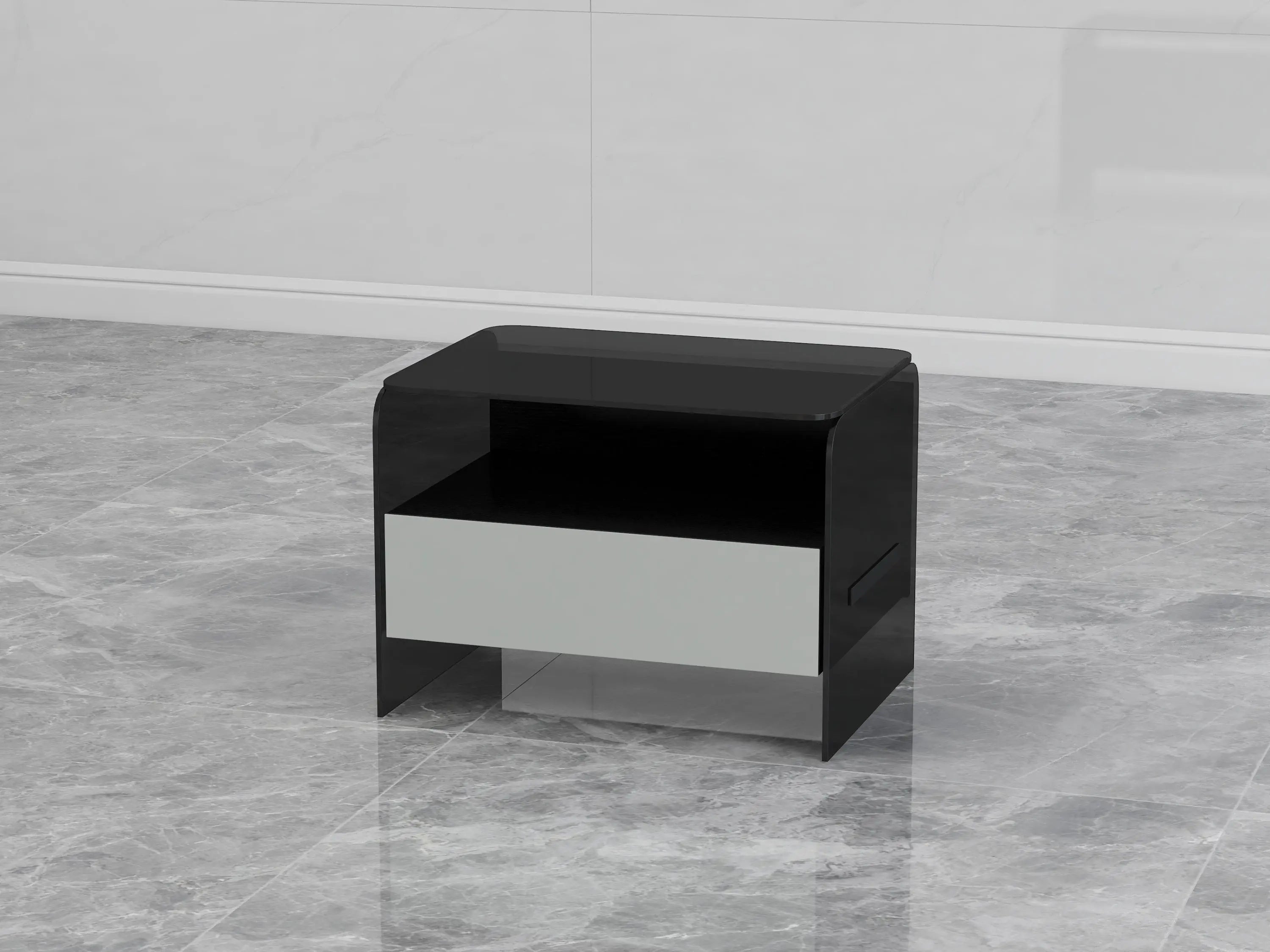 Minimalist Black Glass HX-2066-2/3 Bedside Table VV