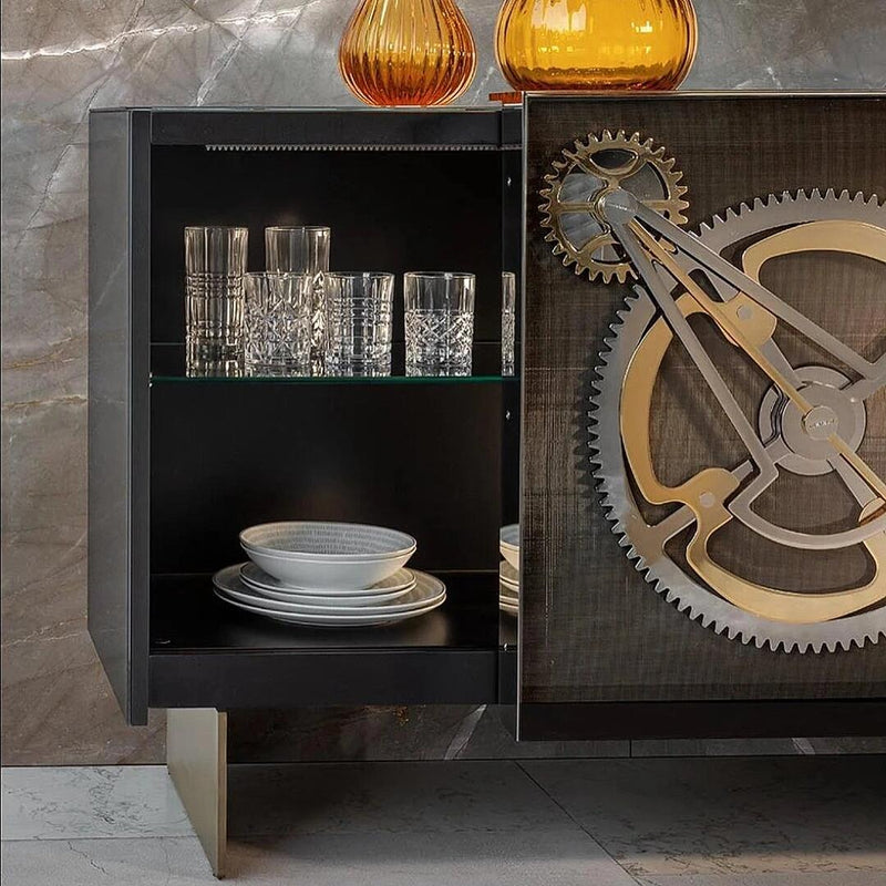A Ritual to Revel In: High-Tech Sideboard with Mechanical Gears