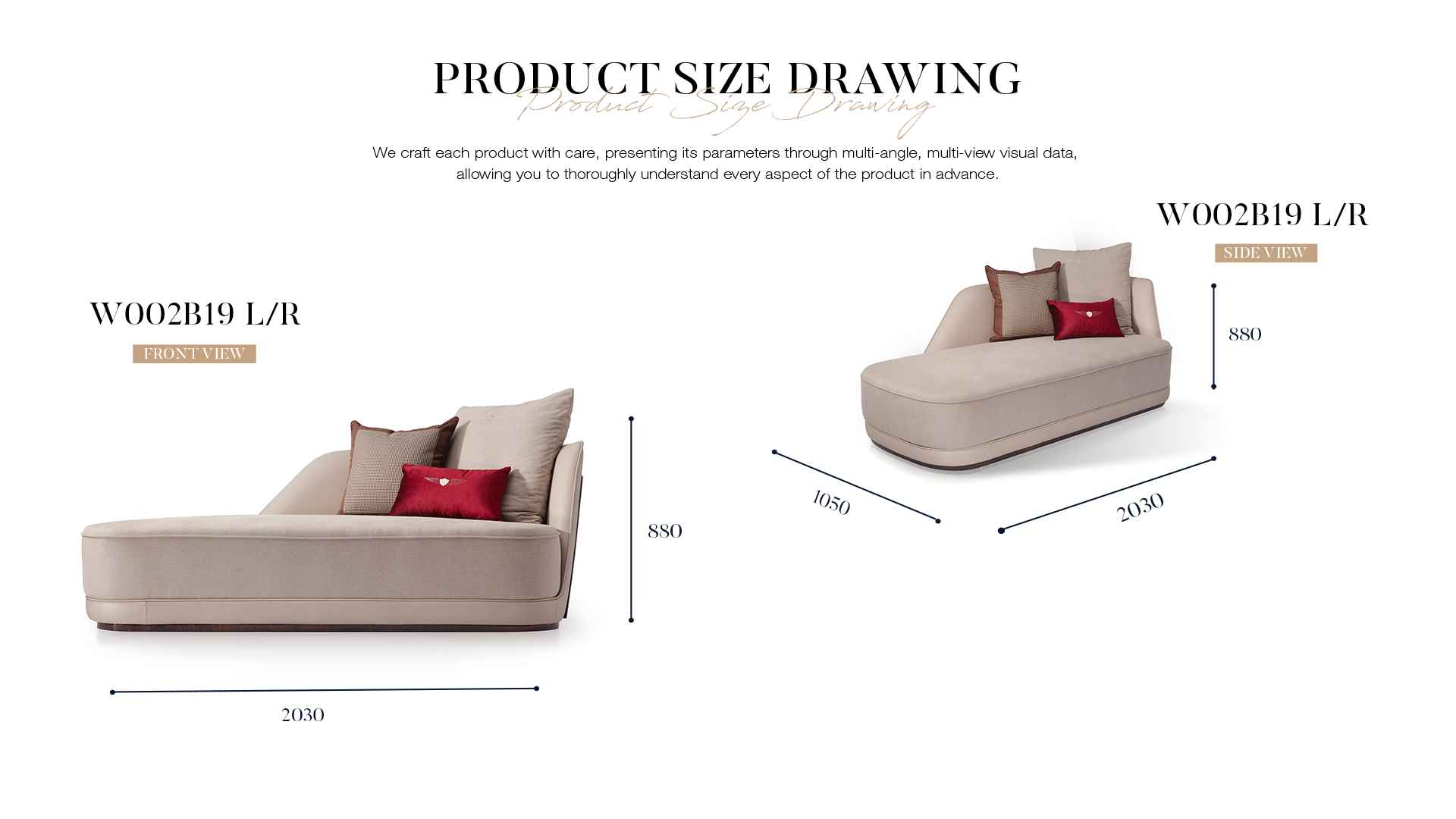 Modern Chaise Lounge Sofa with Left/Right Armrest Options W001B19 – Bentley Style Richmond Recliner Chaise