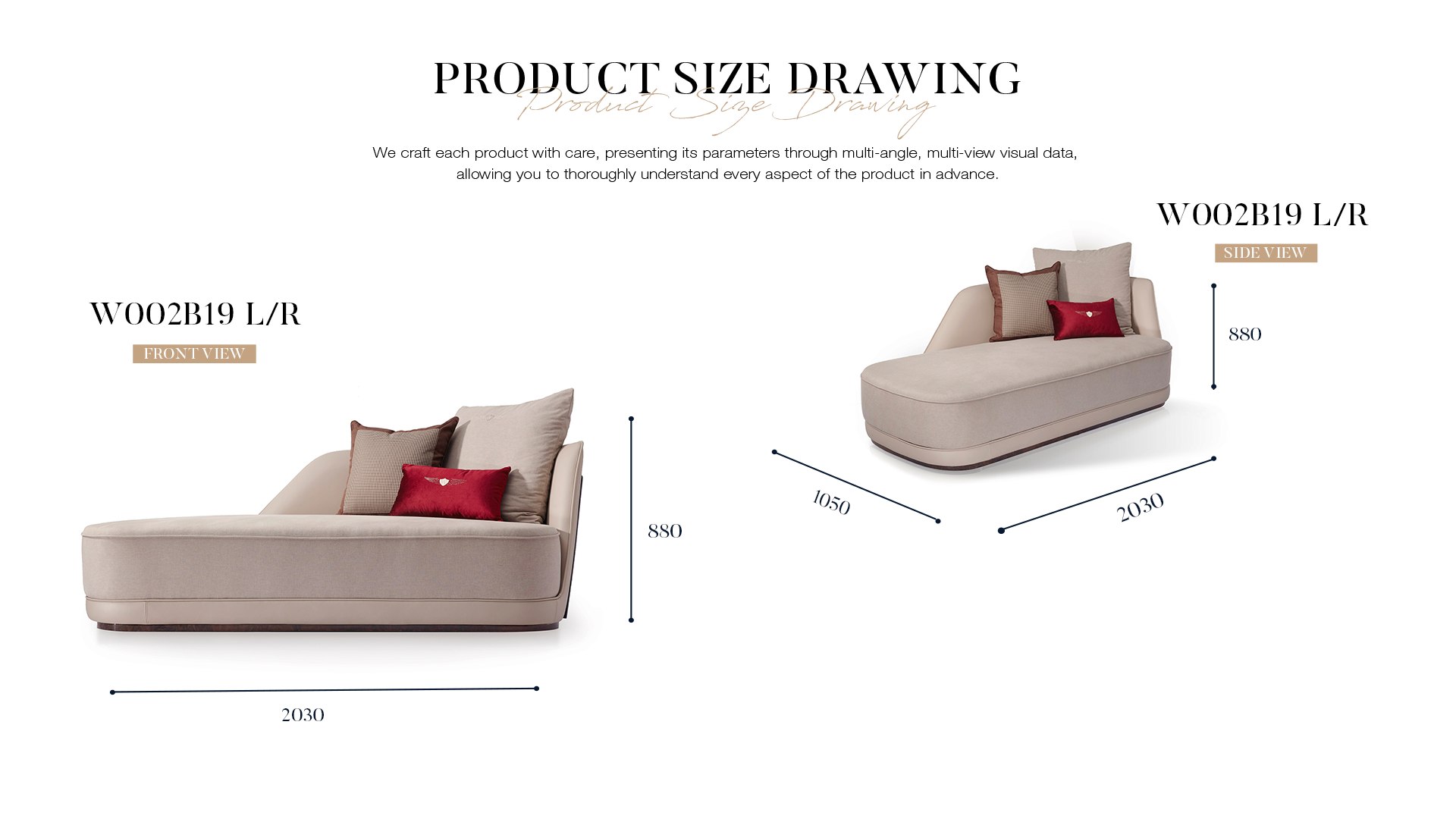 Modern Chaise Lounge Sofa with Left/Right Armrest Options W001B19 – Bentley Style Richmond Recliner Chaise