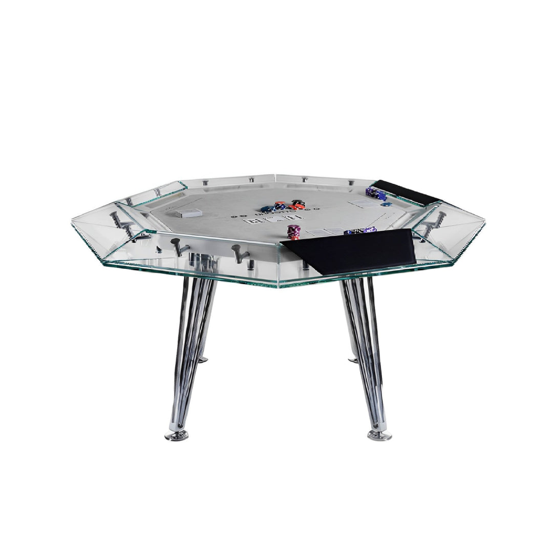 (Marble on chip, matte cloth)CRYSTAL GLASS  8-PERSON POKER TABLE Entertainment Furniture