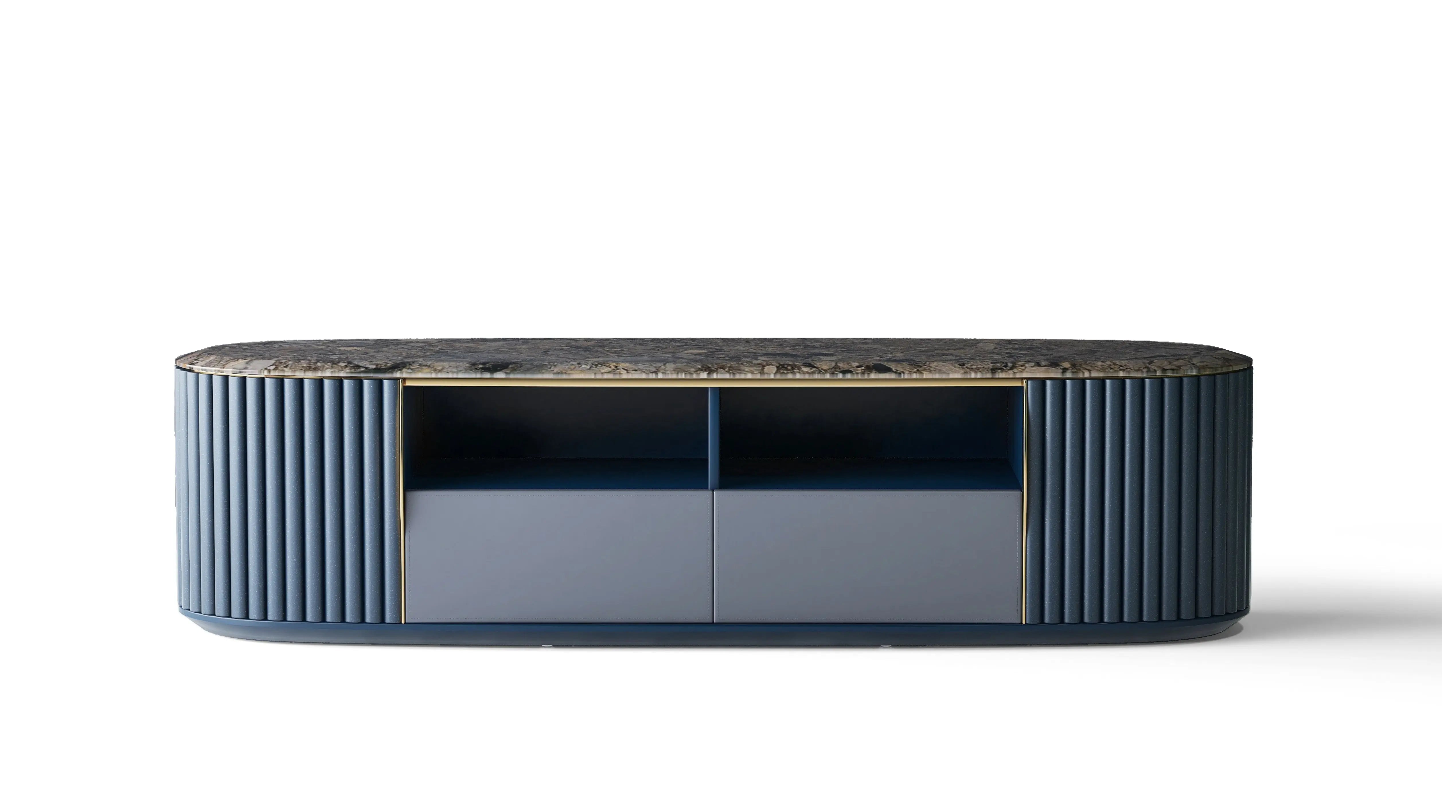 Blue Jade Marble TV Cabinet - Luxury and Elegance for Your Home W018H12 Bentley TV Cabinet W