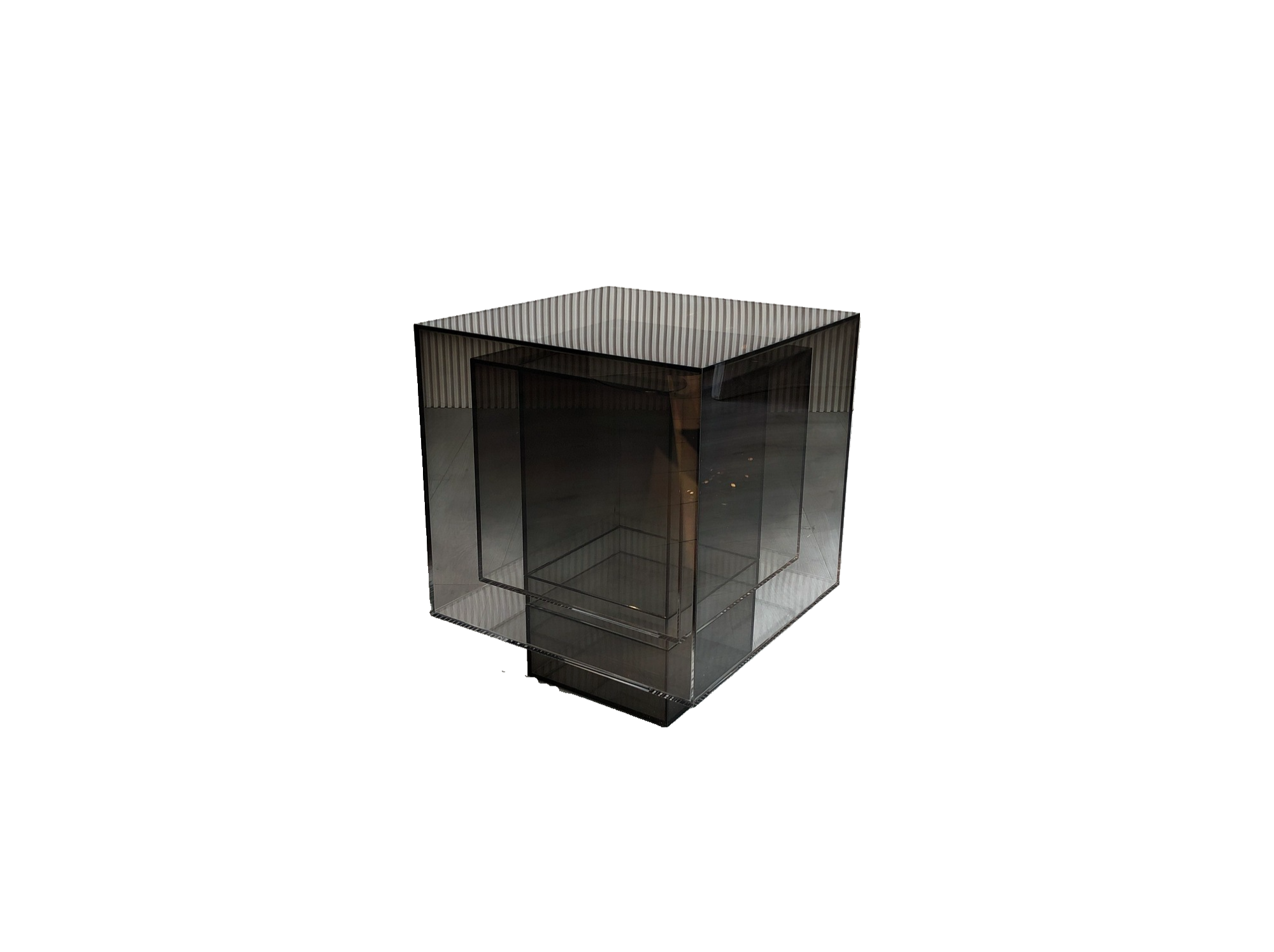 CJ-374 Square box acrylic blue and black grey transparent gradient coffee table