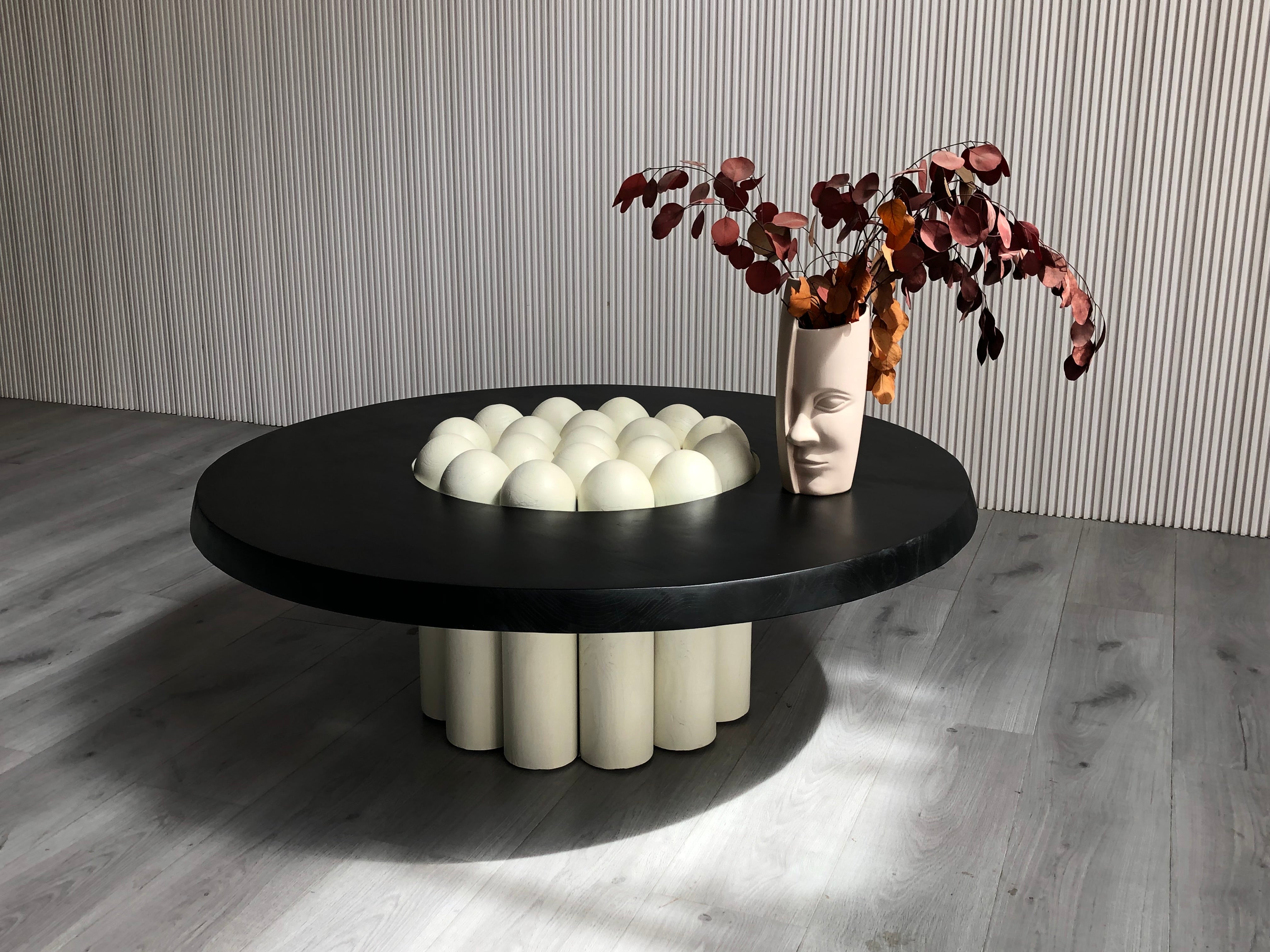 CJ-426   Marble solid wood round coffee table