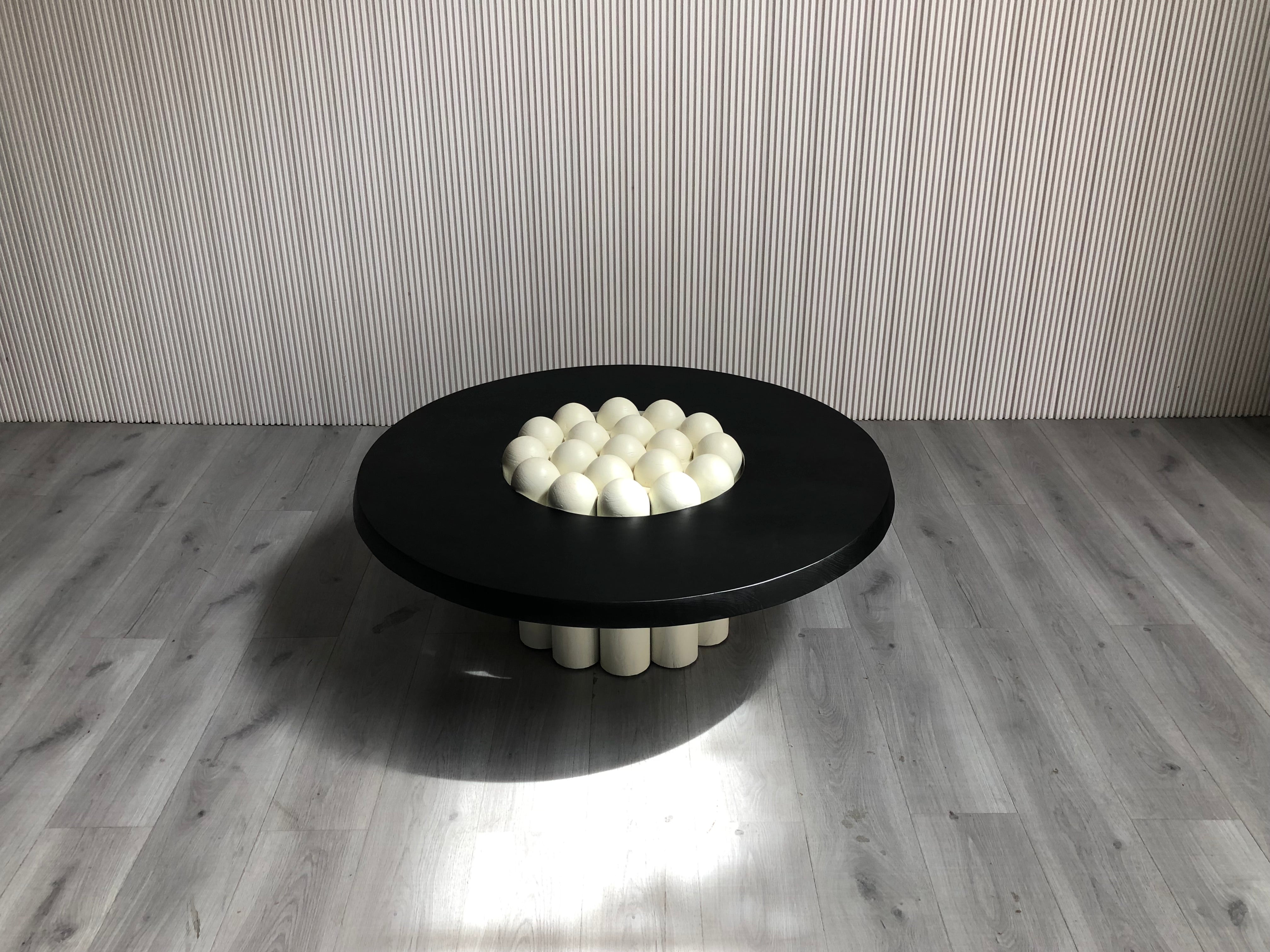 CJ-426   Marble solid wood round coffee table