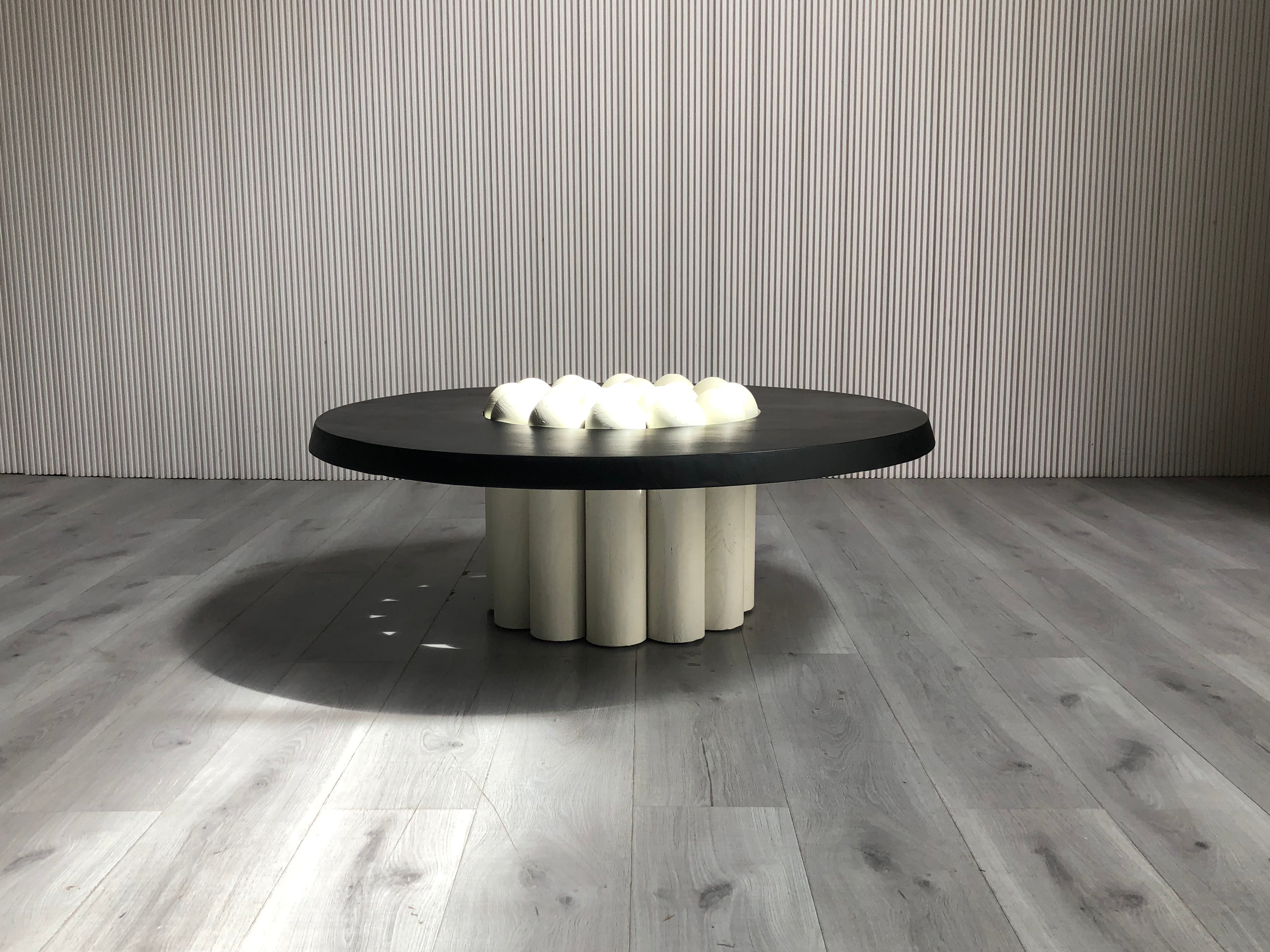 CJ-426   Marble solid wood round coffee table