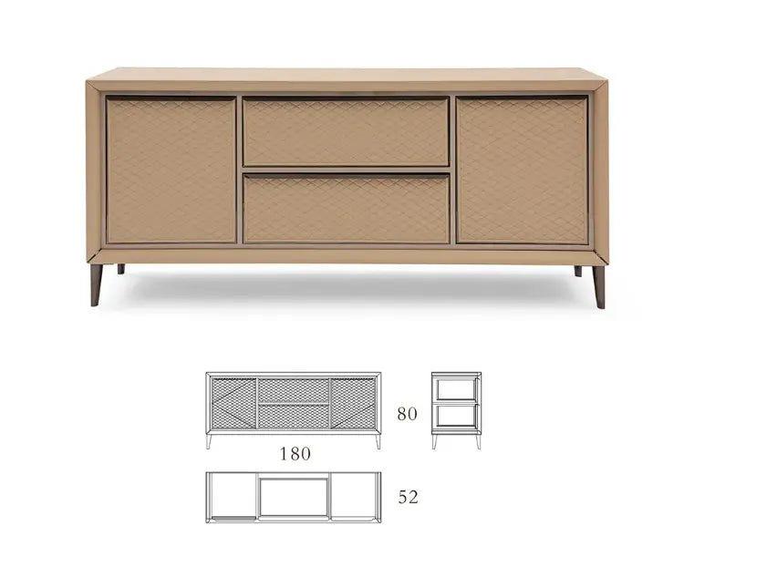 Chic Diamond Pattern TV Cabinet - Elevate Your Entertainment Space W008H12B Bentley TV Cabinet，sideboard W