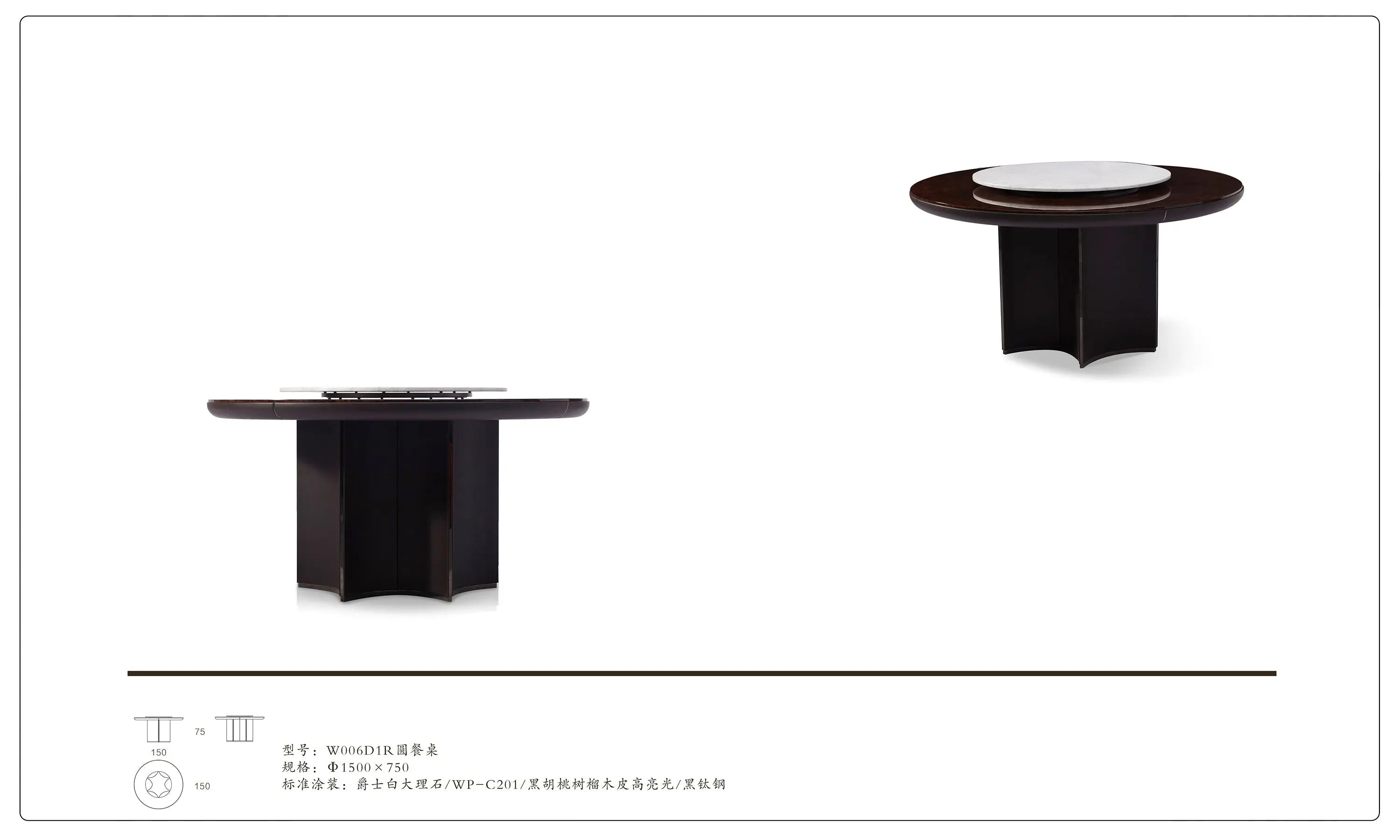 Classic light luxury style Bentley W006D1A Bentley style Round Dining Table W