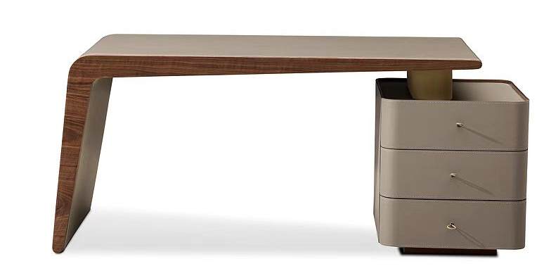 T-1015 Minimalism Bookcase desk Saddle leather，Boss Table , Office Table