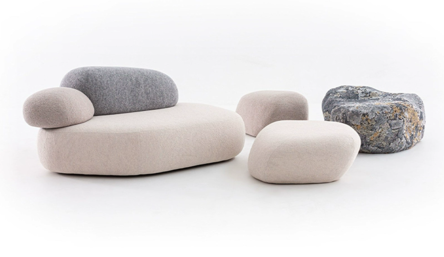 SF-521  sofa   Italian Minimalist Fabric Shaped Modular Pebble Sofa Set