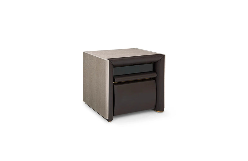 Contemporary Deluxe Veneer Leather Nightstand W012B11 Turri style madison bedside table W