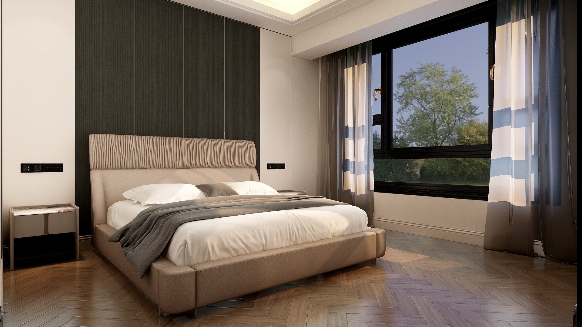 Italian Minimalist A65 Full Leather and KB15 Interlining Bed Set KB-VVCASA-BED-DX5-051-1 Bed DD