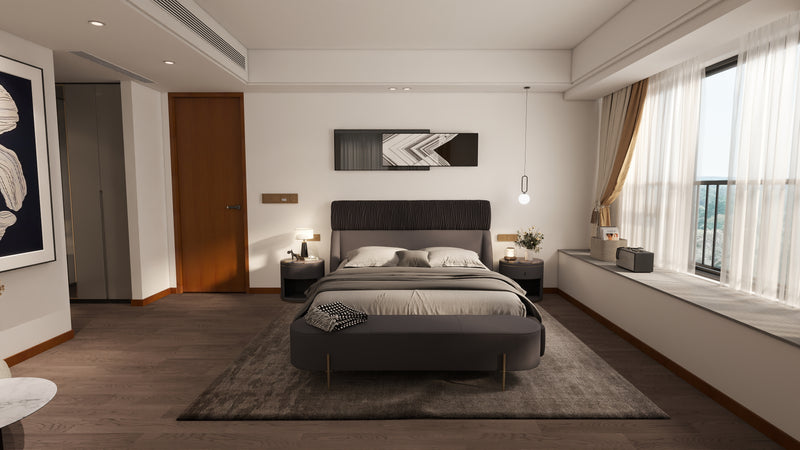 Italian Minimalist A65 Full Leather and KB15 Interlining Bed Set KB-VVCASA-BED-DX5-051-1 Bed DD