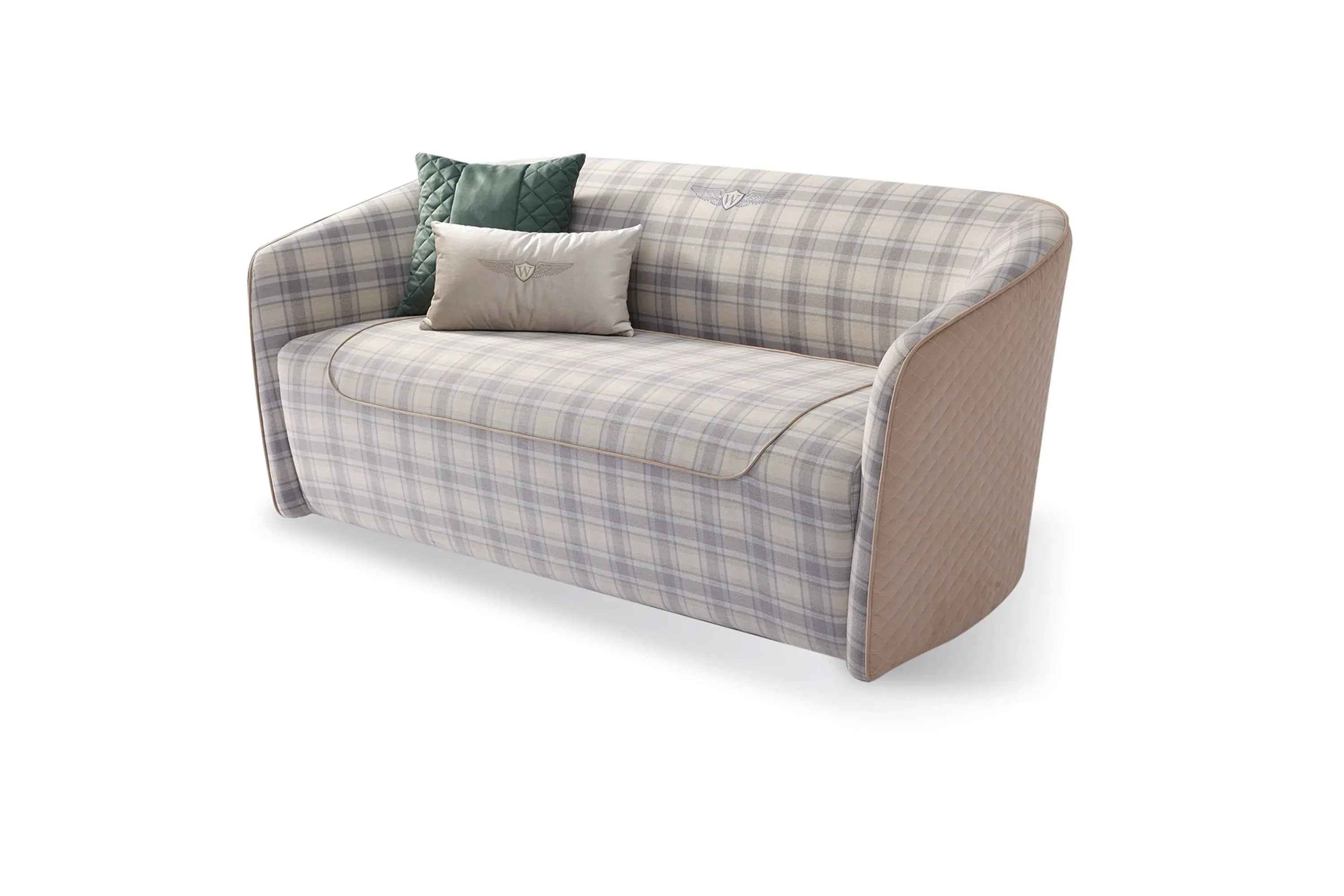 Diamond Pattern Embroidered Cotton Sofa W001SF6 Bentley Sofa