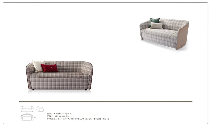 Diamond Pattern Embroidered Cotton Sofa W001SF6 Bentley Sofa W