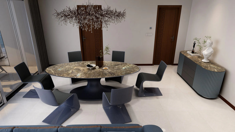 Dining room home luxury dining table modern set dining table ，W018D1 Bugatti Style Atlantic Dining Table W