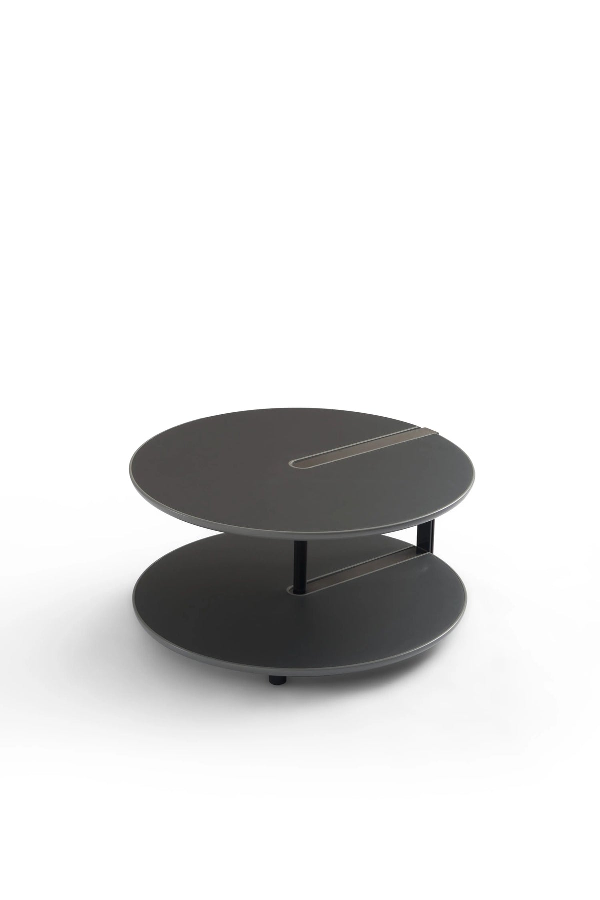 Detail of the grey surface and edge of the HC-2168-1 round table.