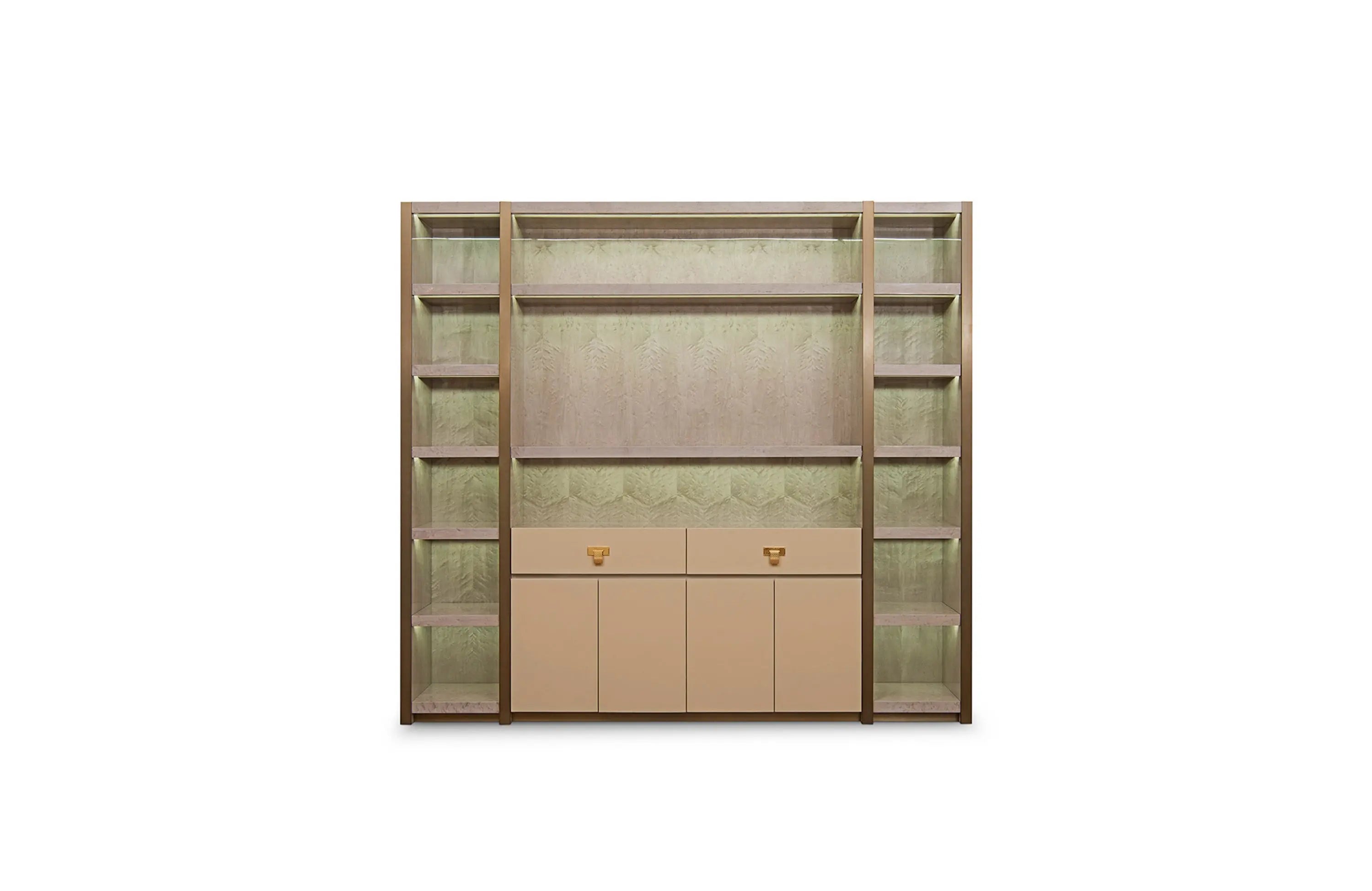 High Gloss Finished Veneer Leather Bookcase W011S26A Bentley style Closet office bookshelf  Combination bookcase W