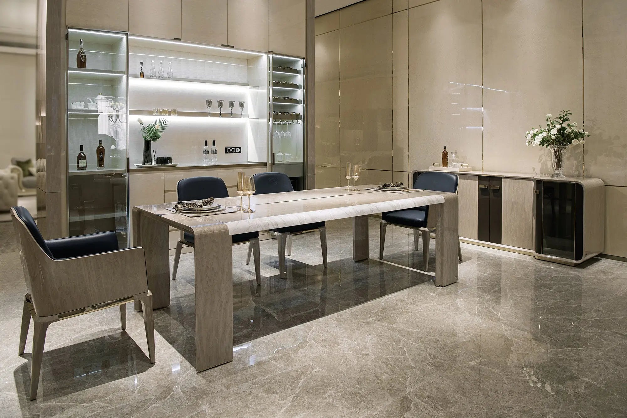 High Gloss Luxury Dining Room Furniture Sideboard W021D7 Turri style Madison Cupboard Wine Cabinet Sideboard chest of drawers