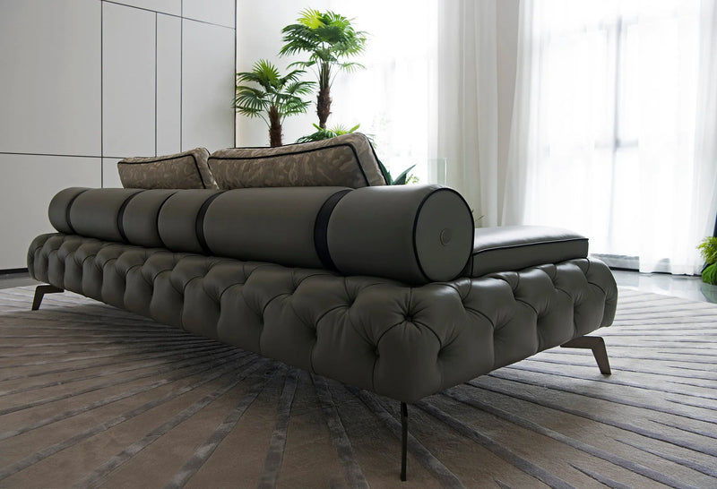 Leather Sofa with Metal Legs - Contemporary Comfort and Style WH303SF3 three seater sofa W