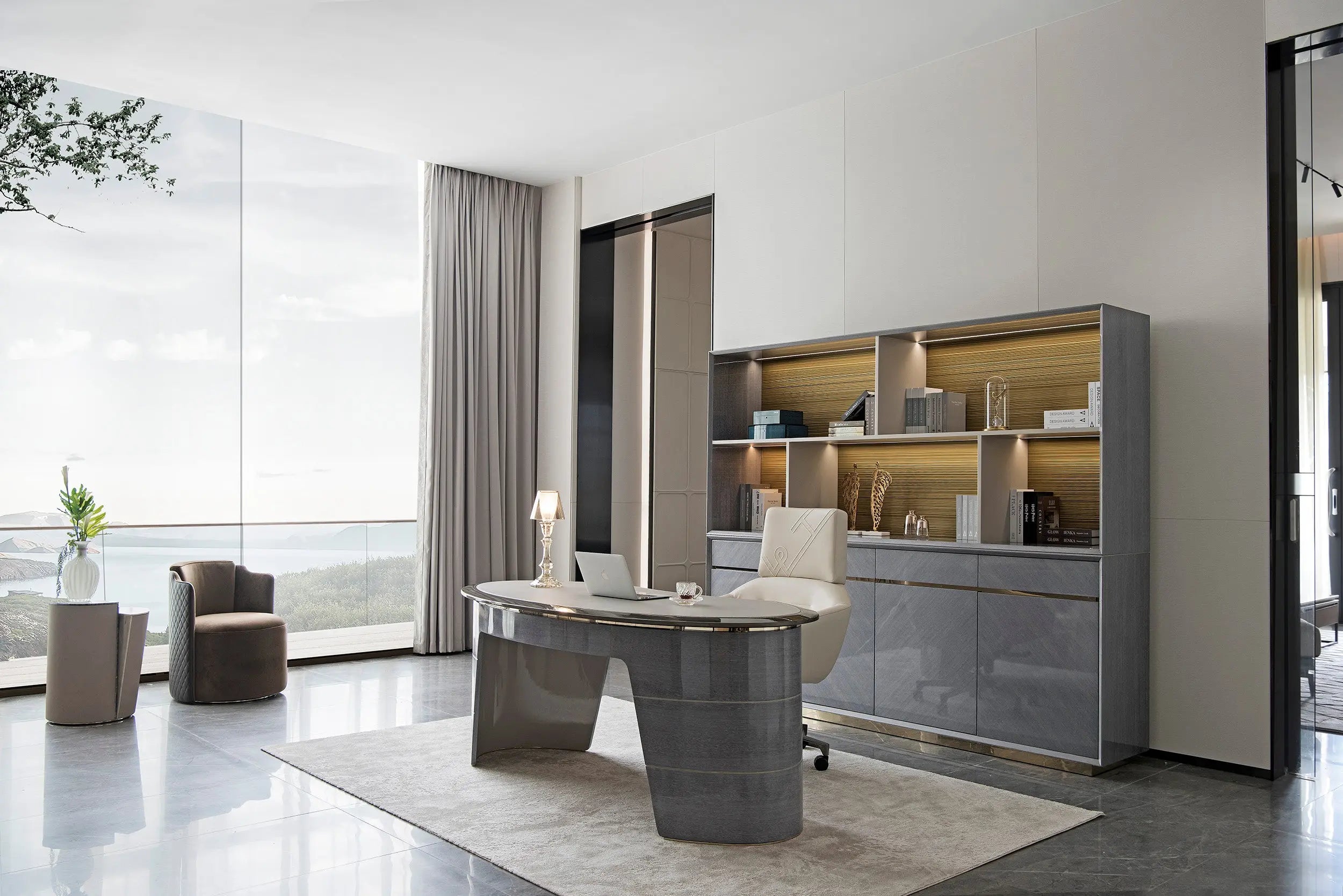 Light luxury style book chair W012S21 Bentley style Elle office chair boss chair book chair