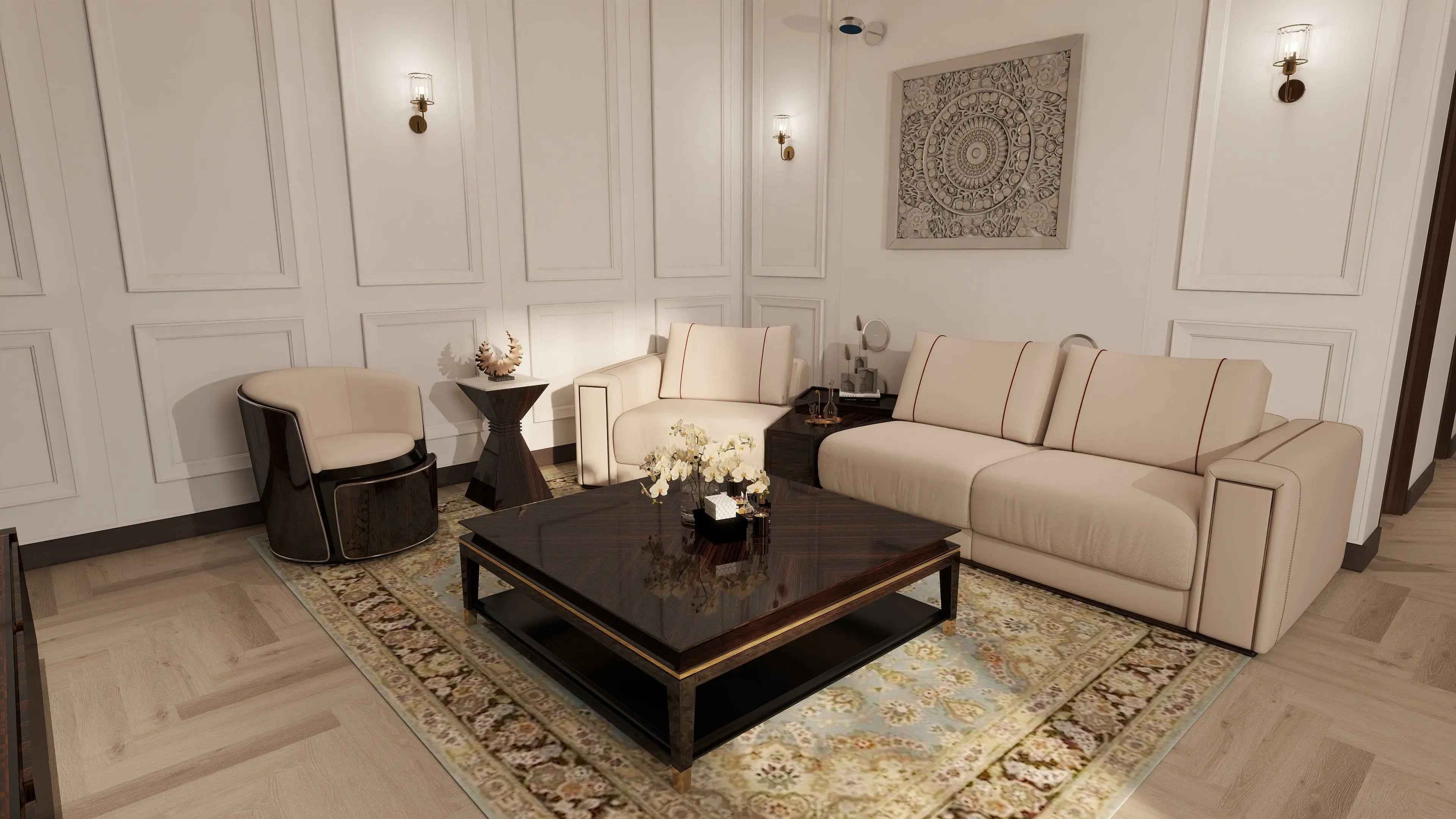 Light luxury style ebony black titanium corner several W006H6C W006H6D Longhi Andy Coffee Table Tea table Coner table