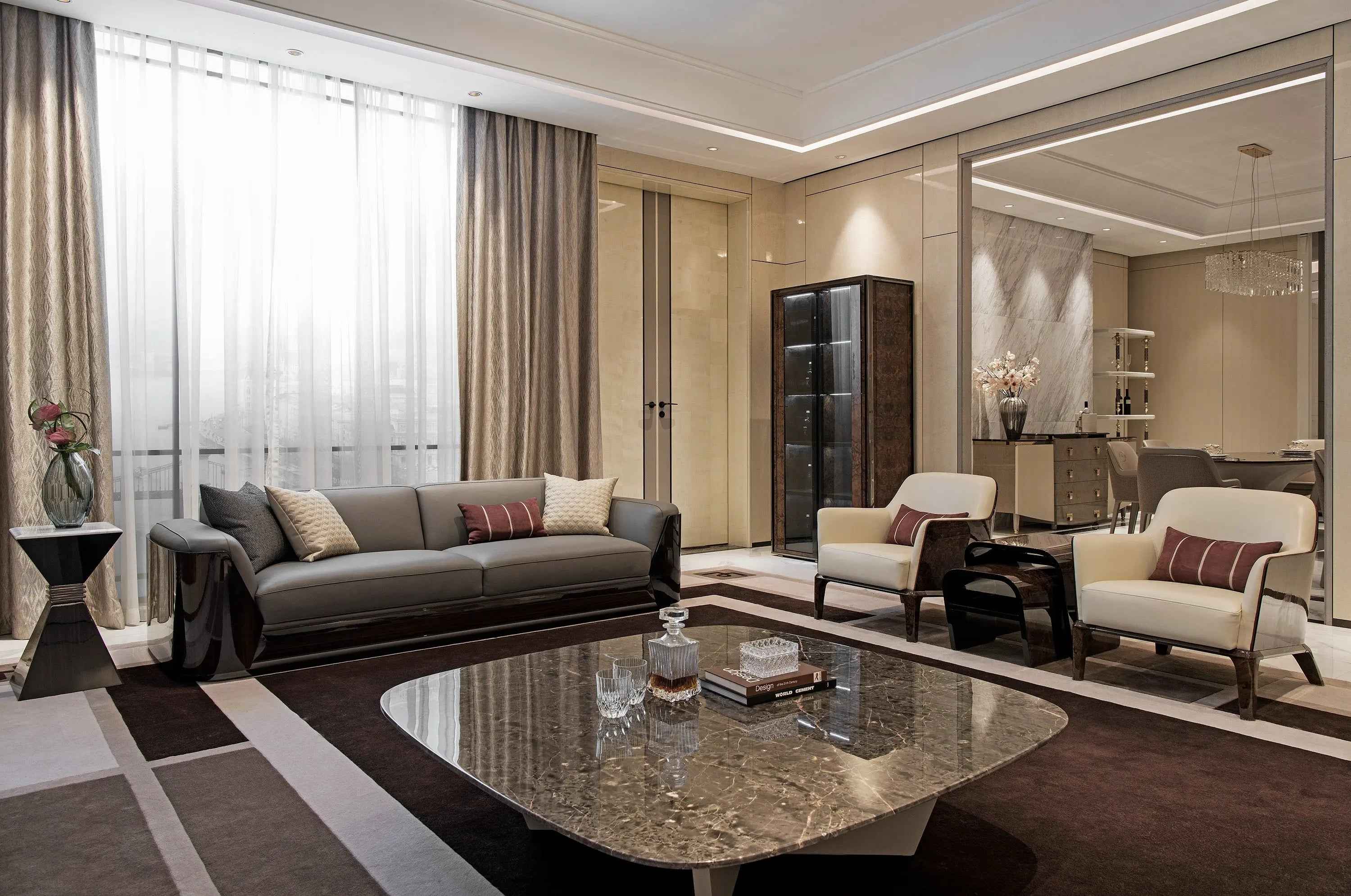 Light luxury style ebony black titanium corner several W006H6C W006H6D Longhi Andy Coffee Table Tea table Coner table