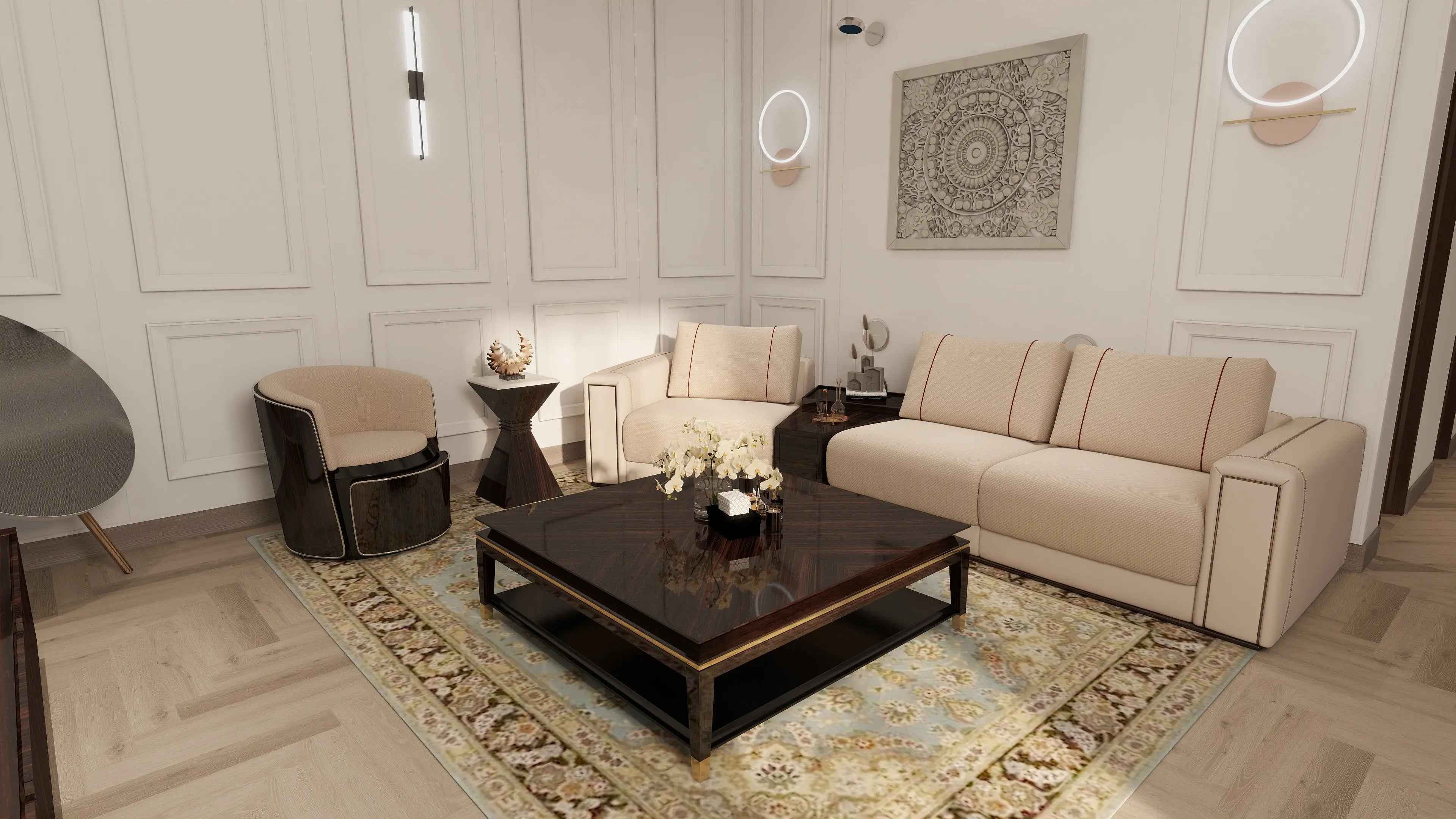 Light luxury style ebony black titanium corner several W006H6C W006H6D Longhi Andy Coffee Table Tea table Coner table