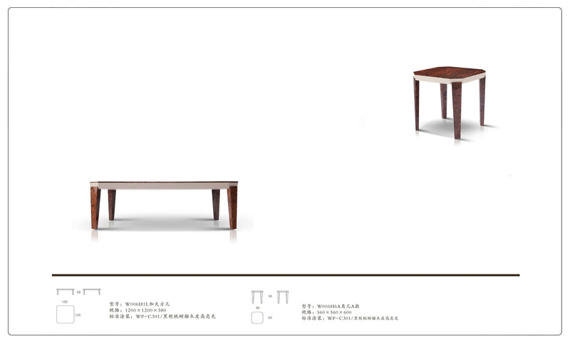 Light luxury style walnut coffee table W006H6A Bentley Coffee Table Tea table Coner table W